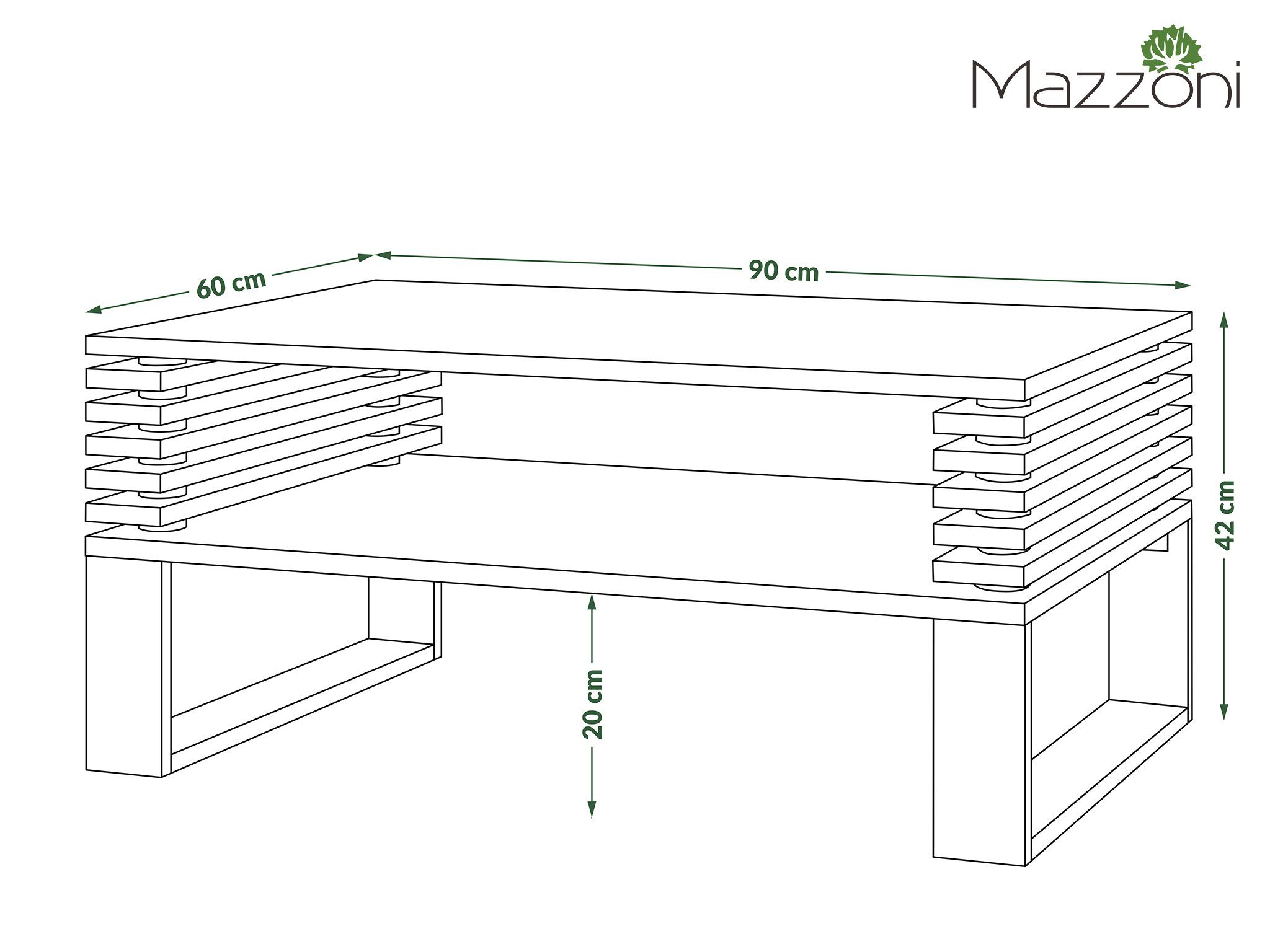 designimpex Couchtisch Design Gokee Tisch Eiche Schwarz matt Wohnzimmertisch Ablagefläche / mit 90x42x60cm Artisan