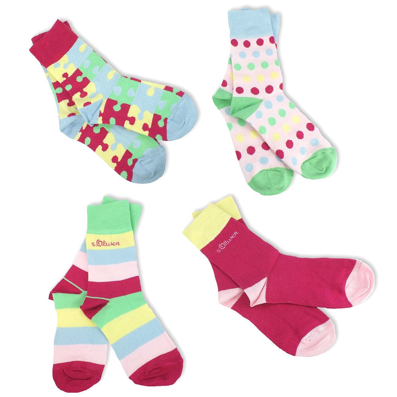 s.Oliver Langsocken S20227 (Set, 4-Paar, 4 Paar) Kinder Socken, Jungen & Mädchen mit Baumwolle, Kindersocken