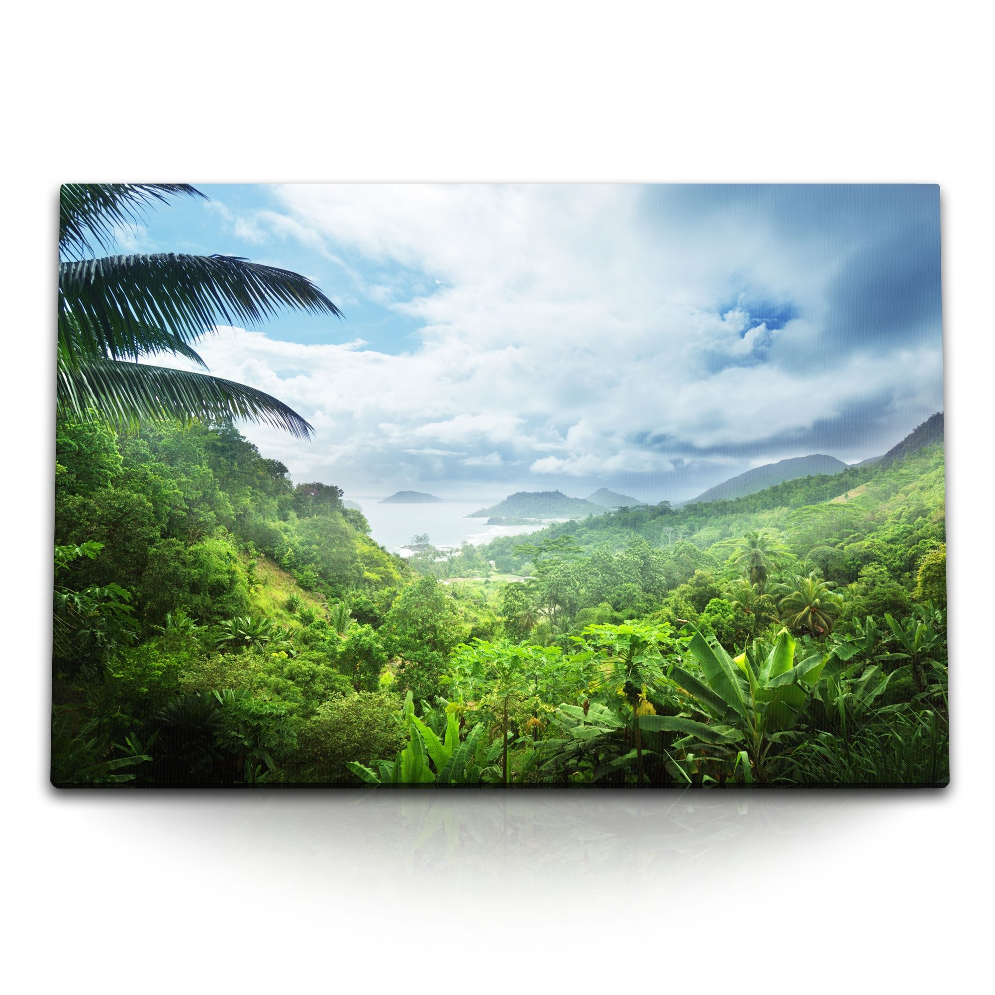 Leinwandbild 120x80cm Wandbild auf Leinwand Karibikinsel Natur Palmen Dschungel Mee