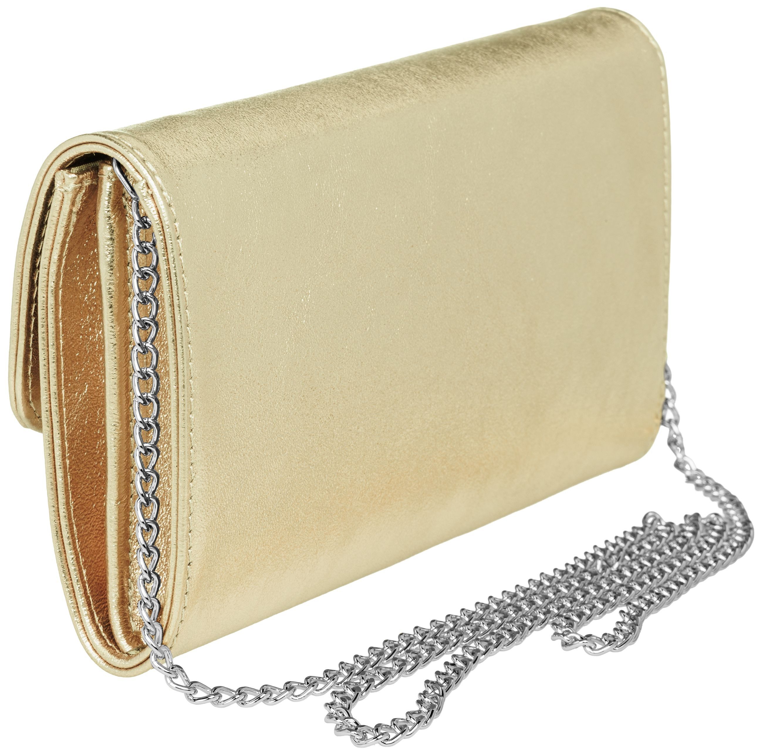 Caspar Clutch Abendtasche Metallic Leder Damen Tasche - PREMIUM LINE - Modell No.779, leicht, elegant & langlebig- 100% Echtleder - Handmade in Italy – Bild 3 von 5