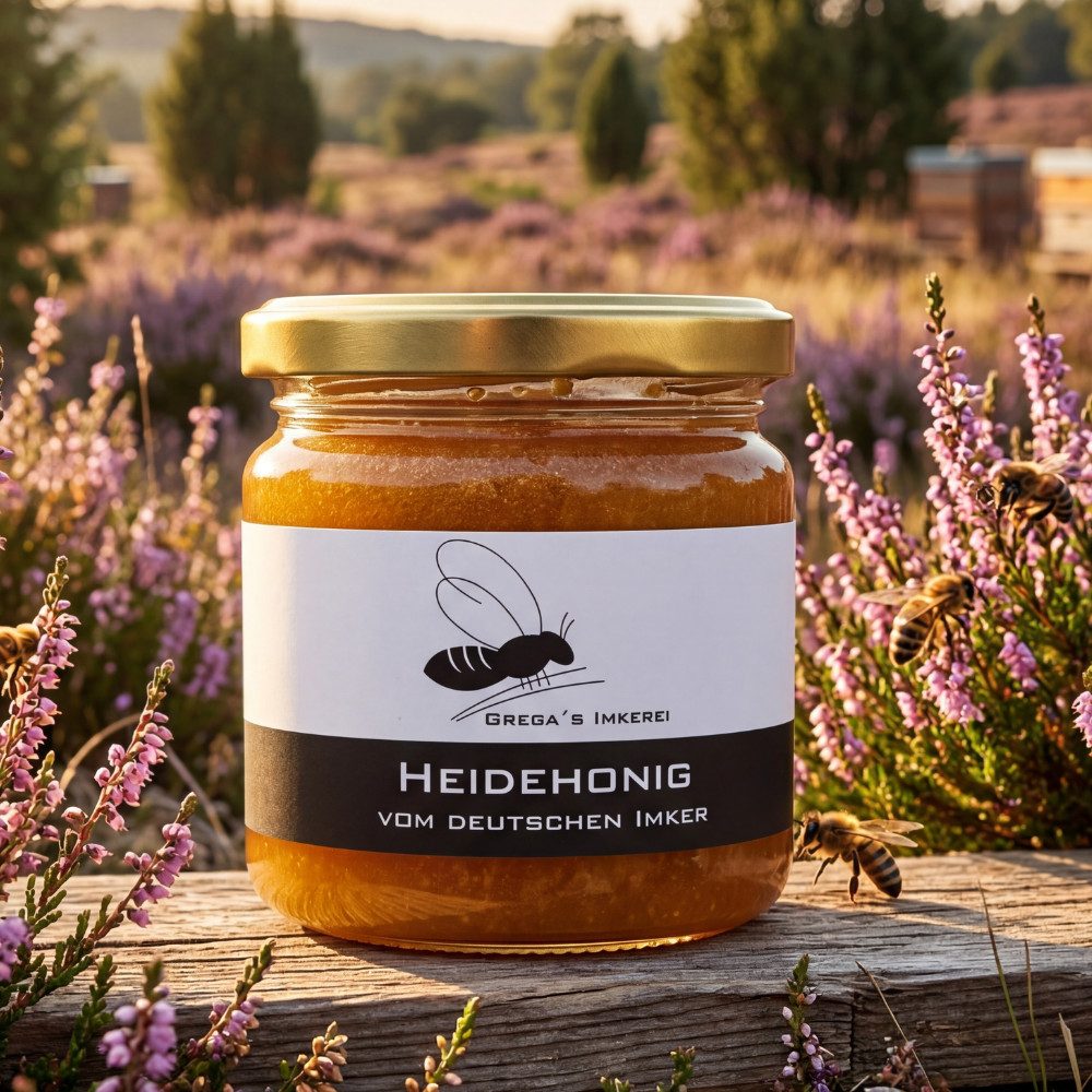 Grega´s Imkerei Honig Heidehonig aus Deutschland, 1 x 250 g, herb & malzig Heidehonig direkt vom Imker