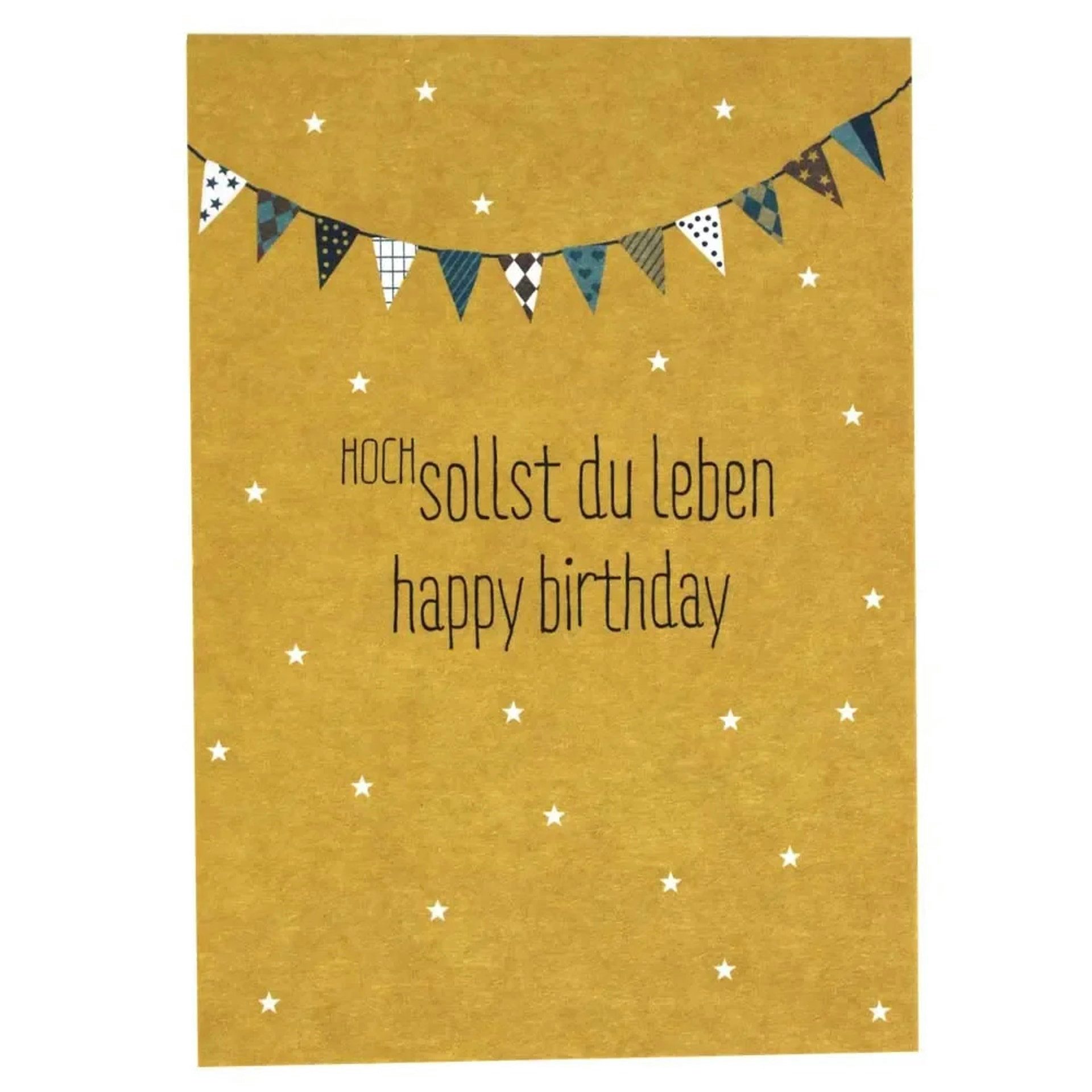 Ava & Yves Grußkarte Postkarte Geburtstag Hoch sollst du leben, Modernes Konfetti-Design