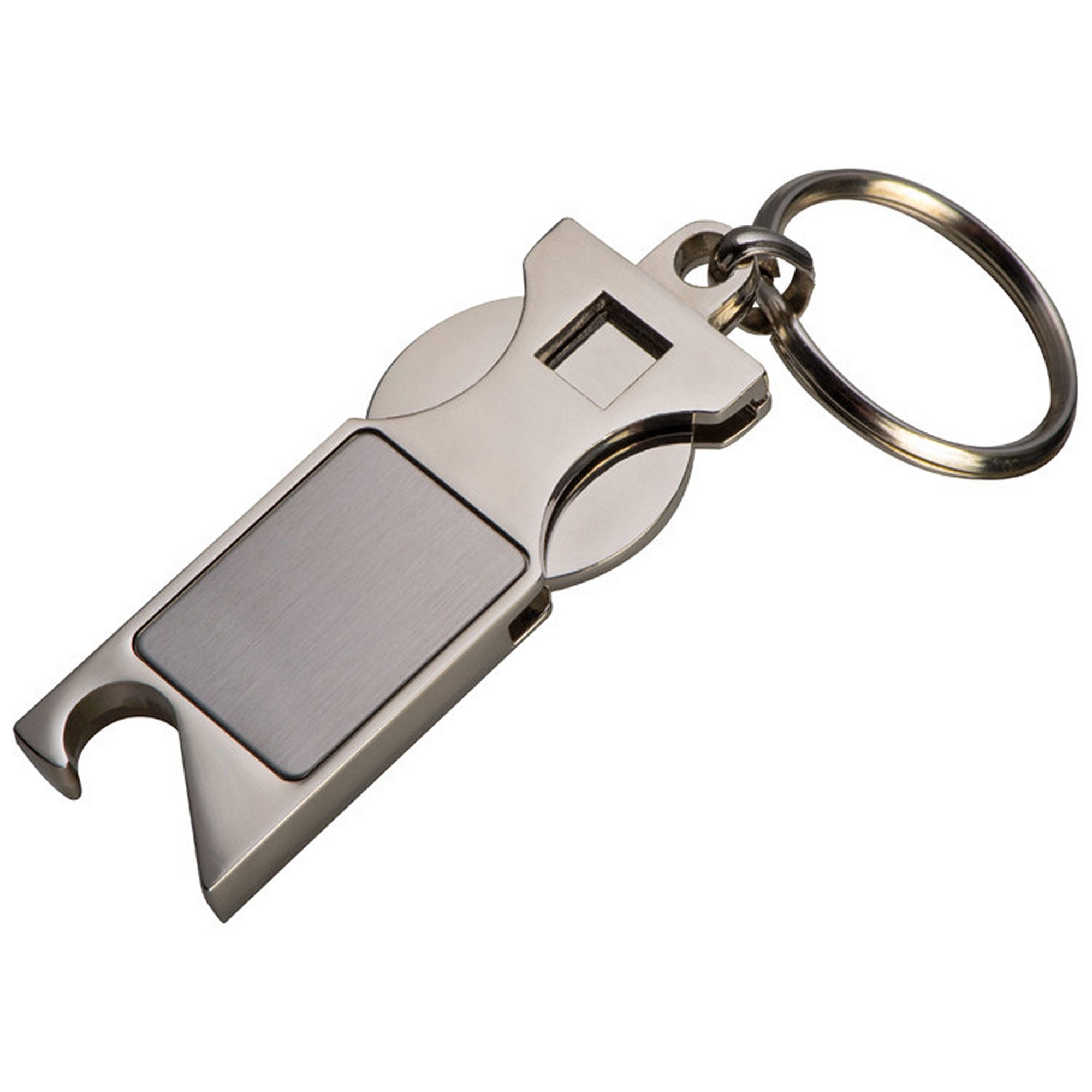 Macma Schlüsselanhänger Schlüsselanhänger / aus Metall / mit Einkaufswaagenchip und Flaschenöf