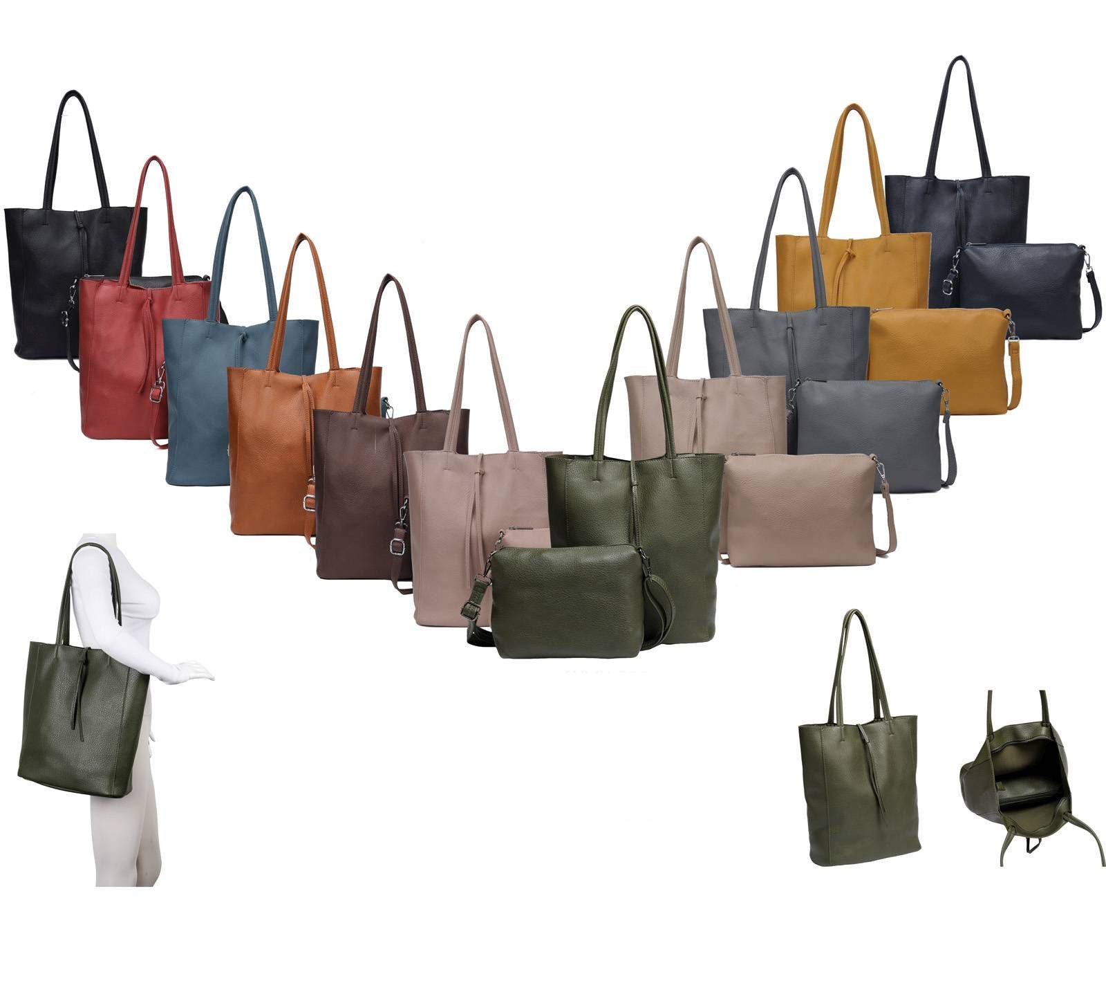 ITALYSHOP24 Schultertasche SET 2in1 Damen Tasche günstig online kaufen