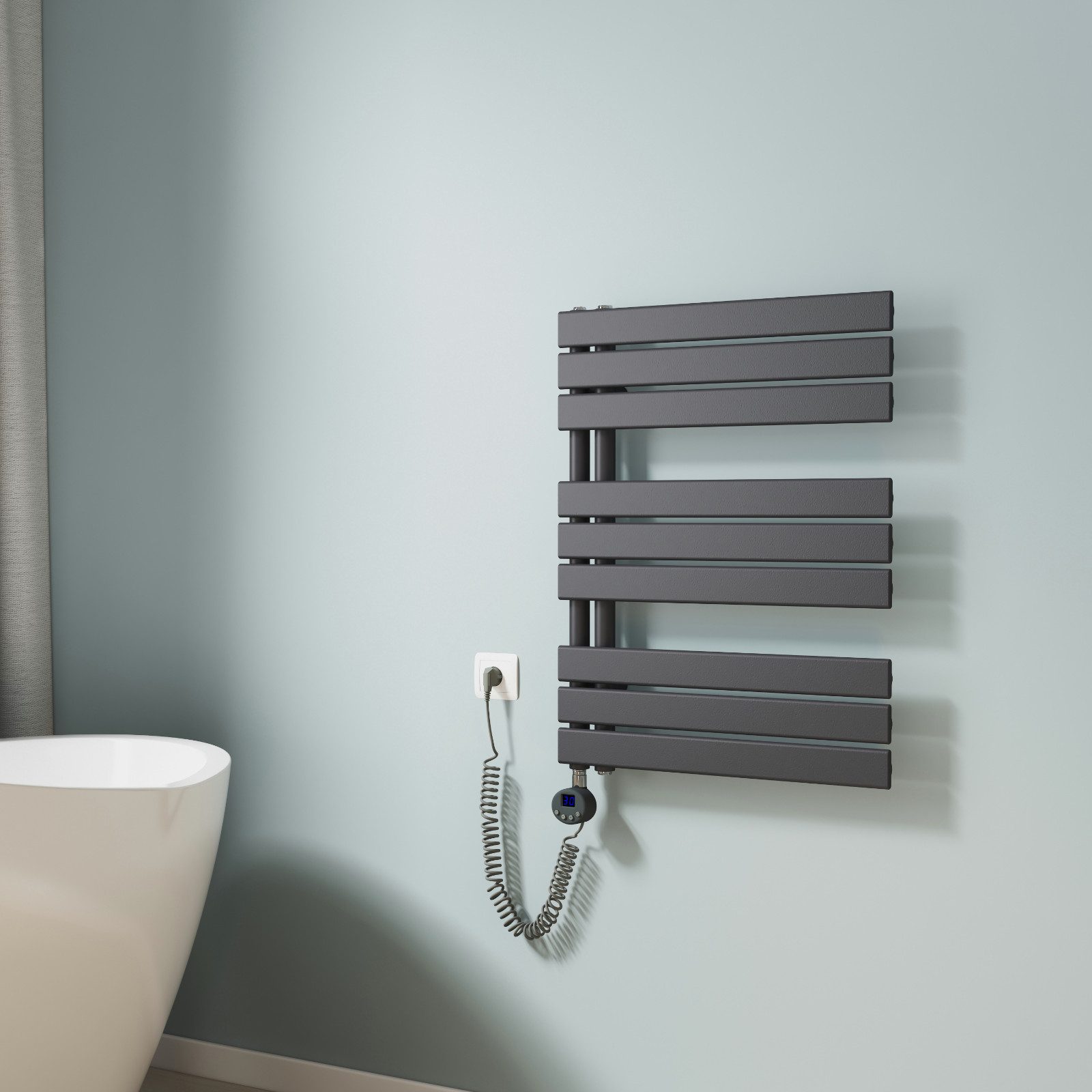 EMKE Elektrischer Badheizkörper Anthrazit mit Thermostat 400W~1000W, Elektr günstig online kaufen