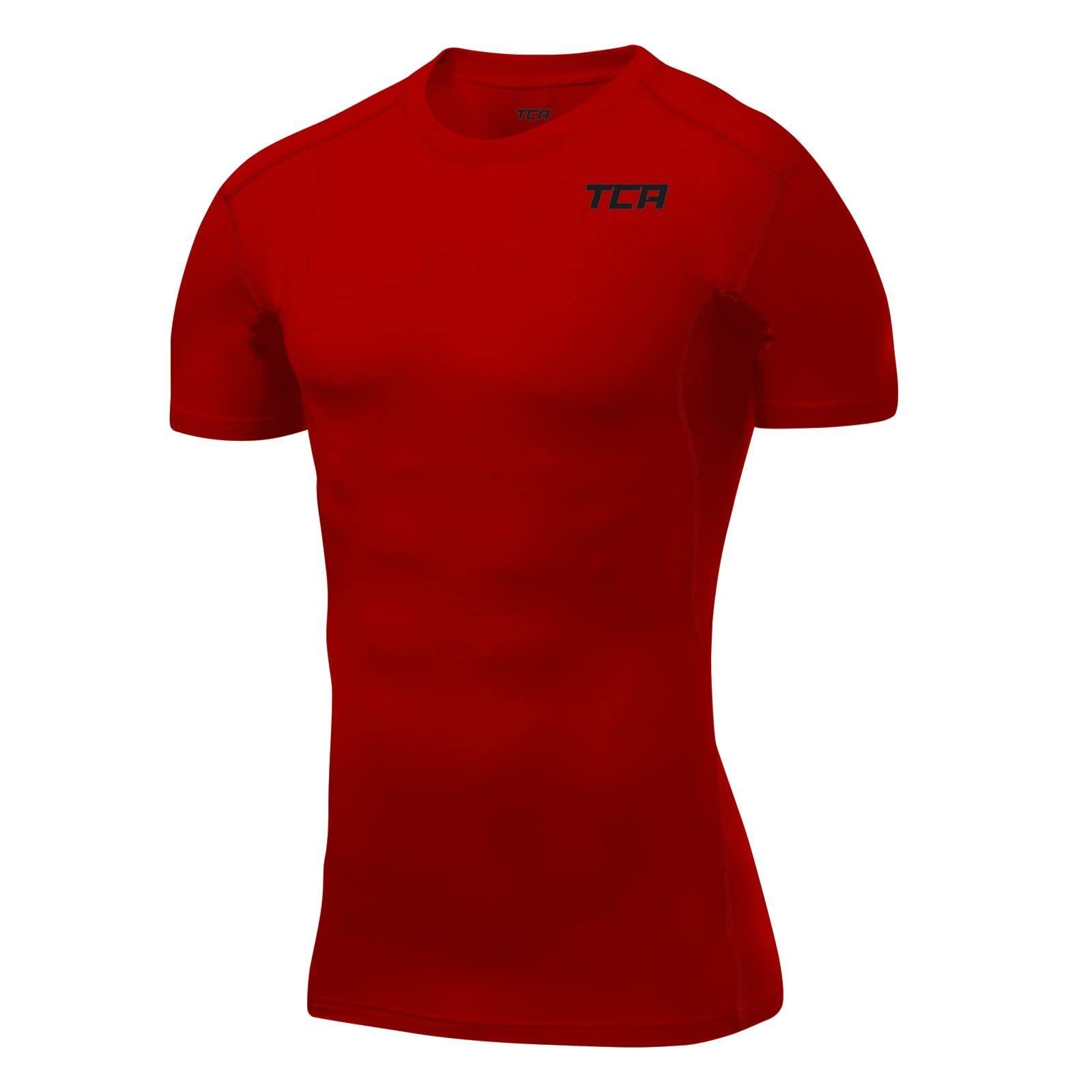 TCA Funktionsunterhemd TCA Herren HyperFusion Sportshirt, kurzärmlig,  elastisch - Rot, TCA-Kompressionspassform steigert Kraft und Ausdauer.