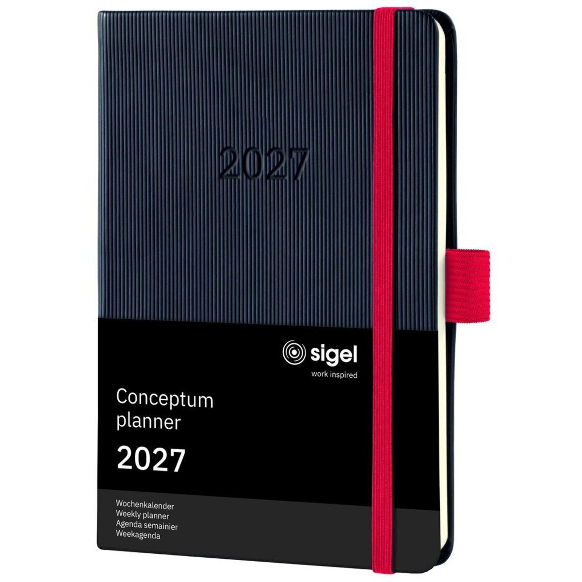 Taschenkalender Wochenkalender Conceptum 2027 Hardcover schwarz/rot 176 Seiten ca. A6