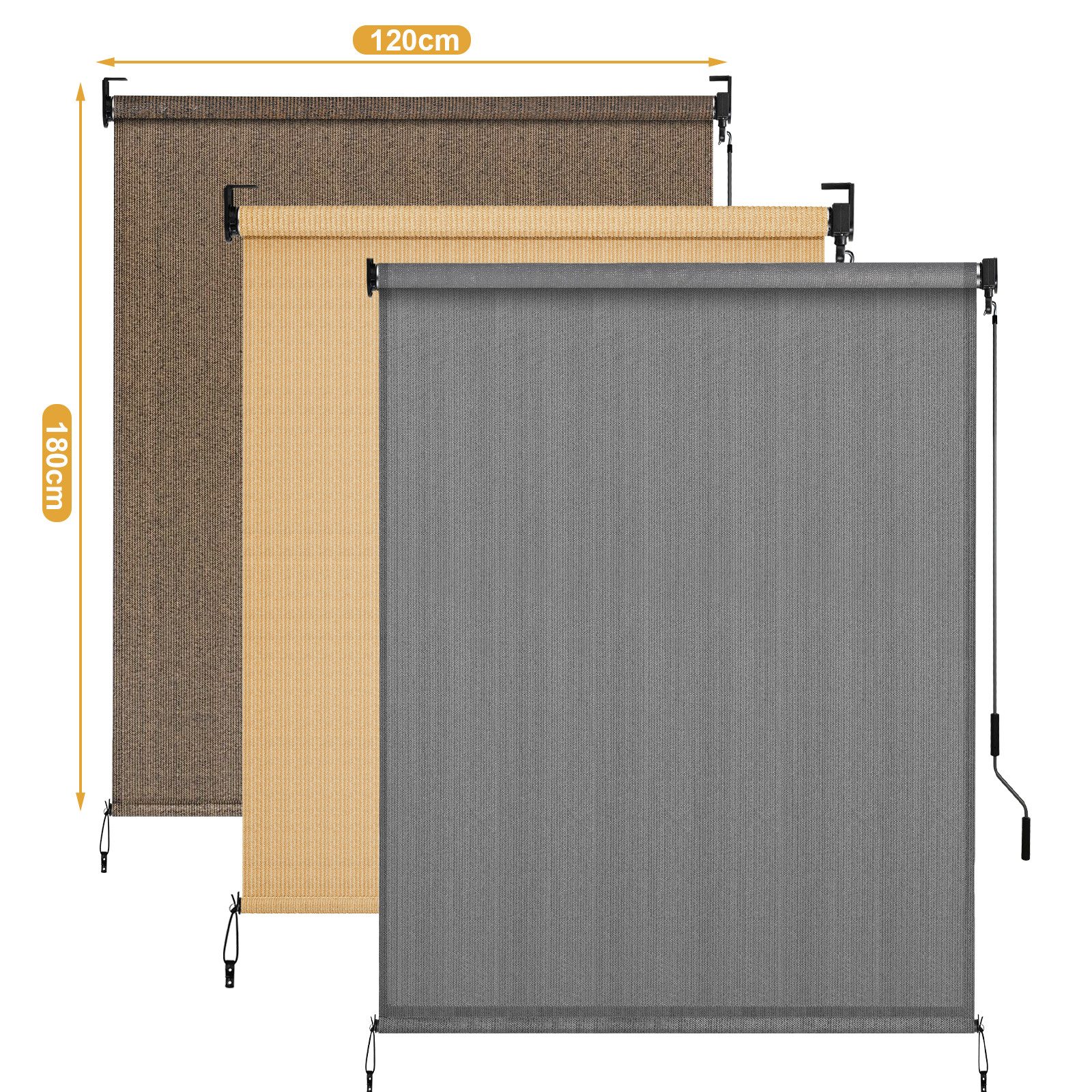 TLGREEN Senkrechtmarkise Vertikalmarkise,HDPE-Schattentuch (für Terrassenpergola,Balkonmarkise, 1-St., Aluminiumrohr mit kabelloser Kurbelbedienung) für Balkon,errasse,Garten,Veranda