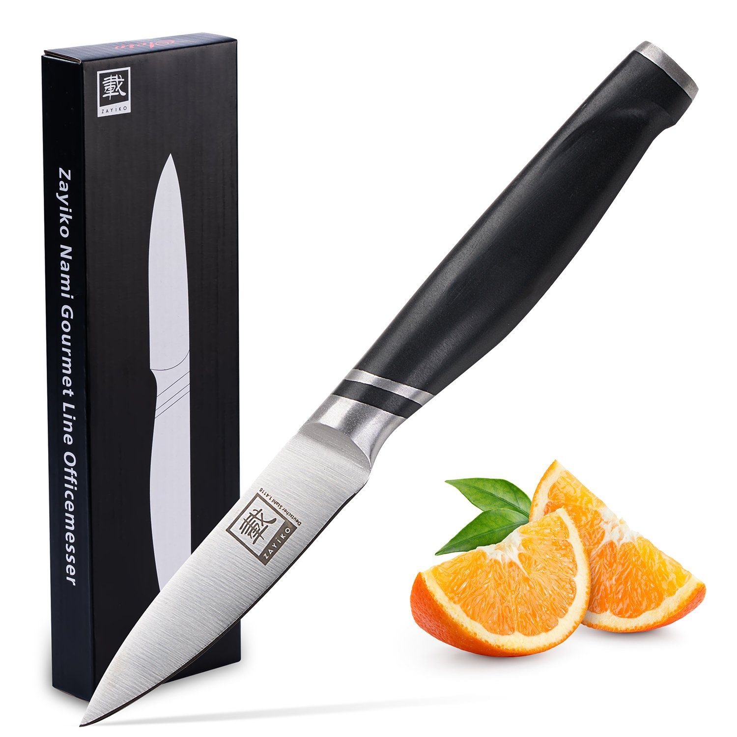 ZAYIKO Gemüsemesser NAMI Officemesser Küchenmesser 8,5 cm Edelstahlklinge mit ABS Griff, Deutscher Edelstahl 1.4116