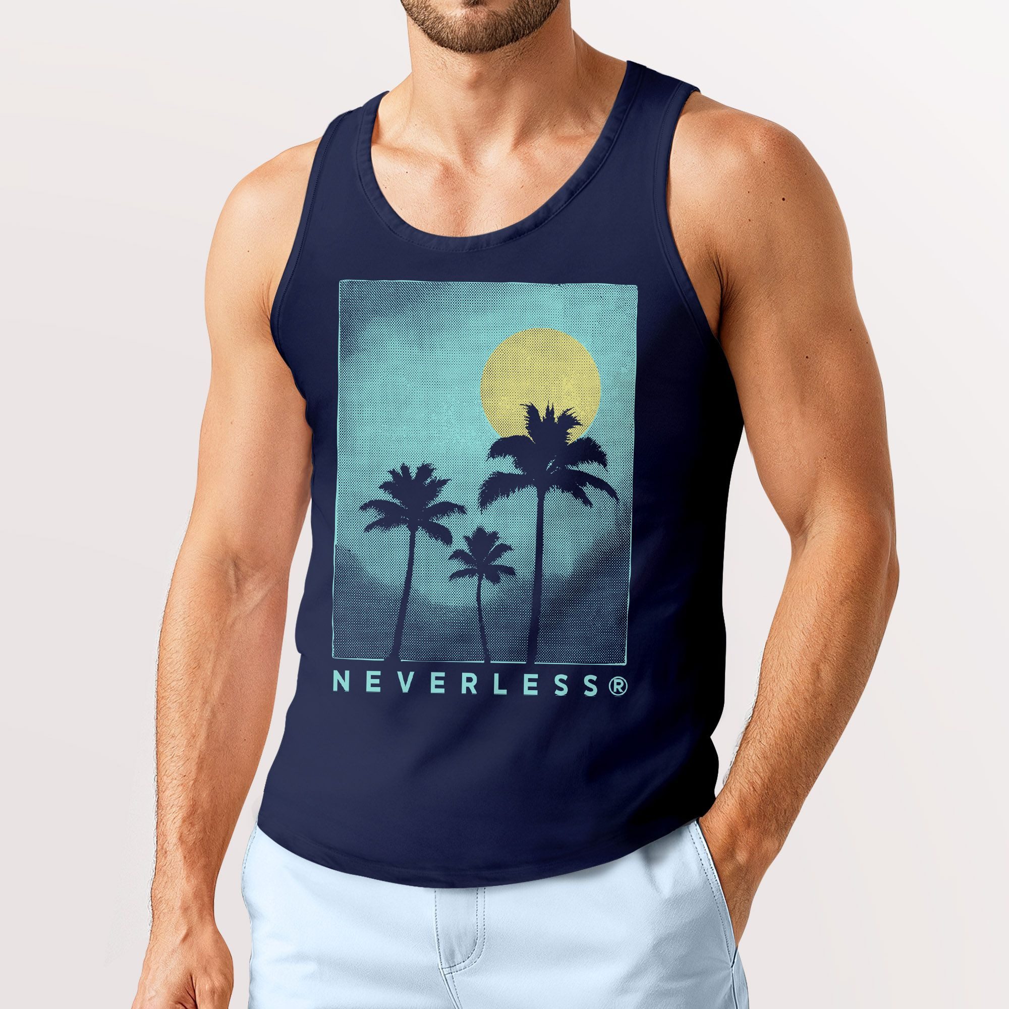 Neverless Tanktop Herren Tank-Top Palmen-Motiv Sommer günstig online kaufen