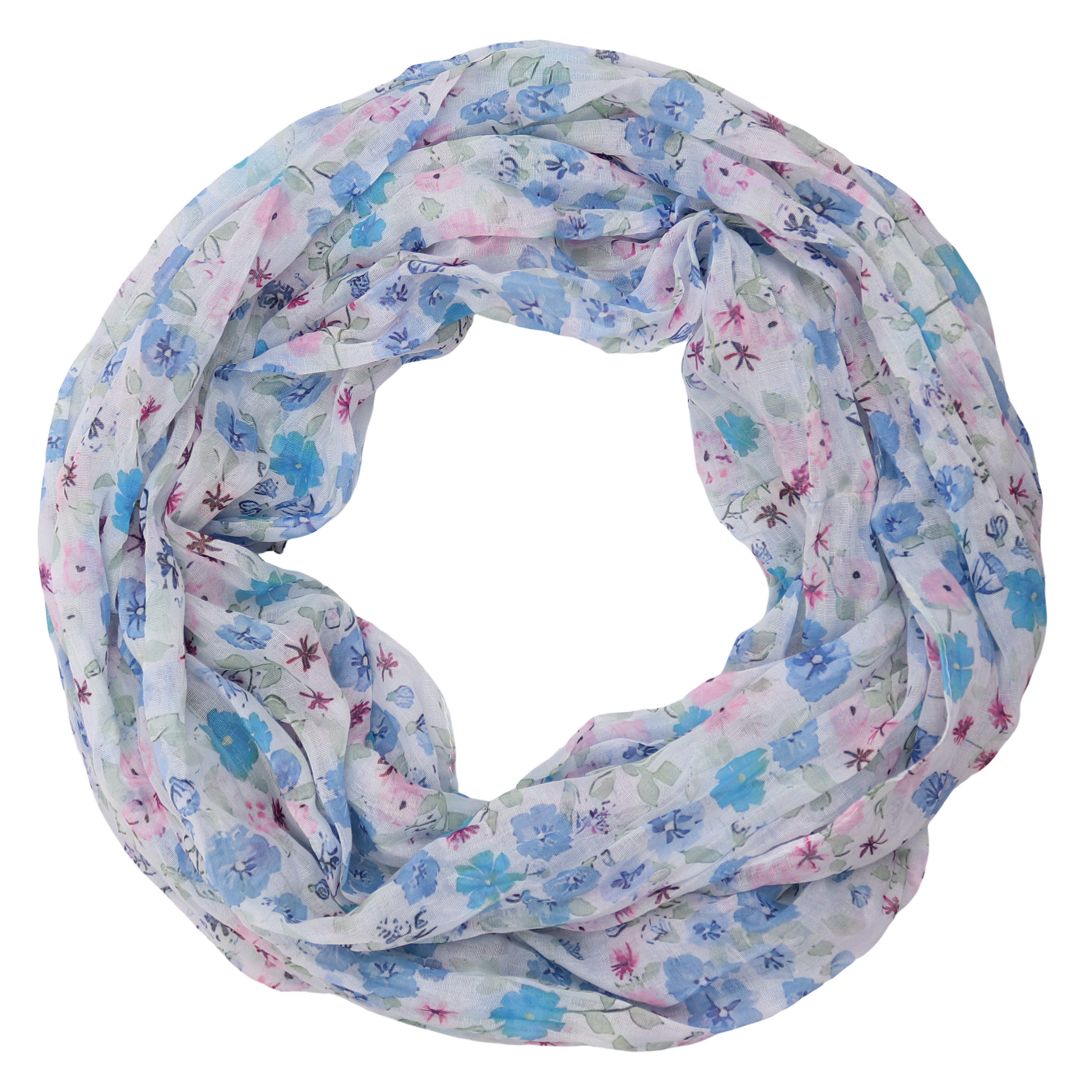 Loop Damen Schal mit Blümchen Muster, Weich, Schlauchschal