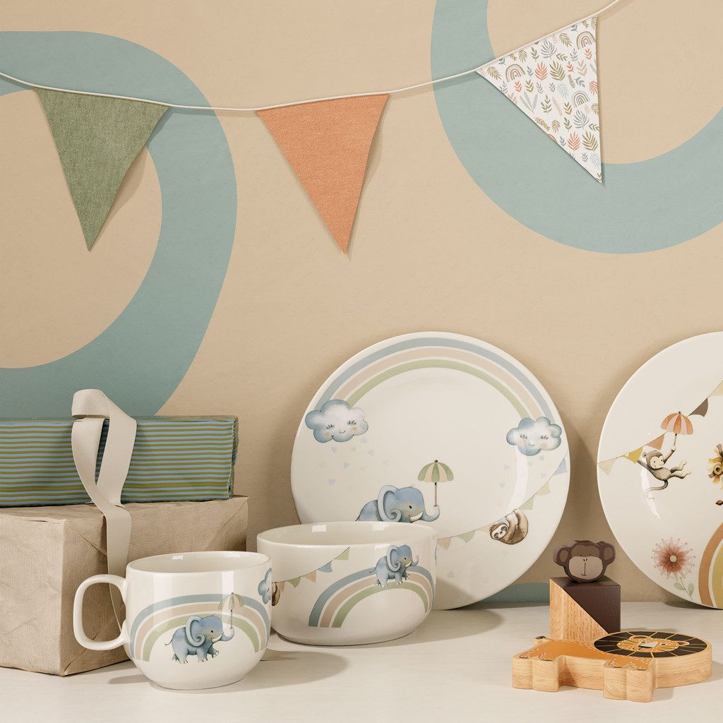 Villeroy & Boch Kindergeschirr-Set BohoKids Geschirr (3-tlg), 1 Personen, Porzellan, Premium Porcelain, mikrow.- & spülm.sicher, Made in Germany