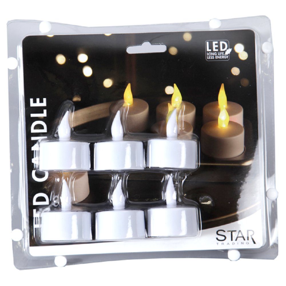 STAR TRADING LED-Kerze STAR Trading LED-Teelichter 6er-Set inkl.  Ladestation gelb/flackernd