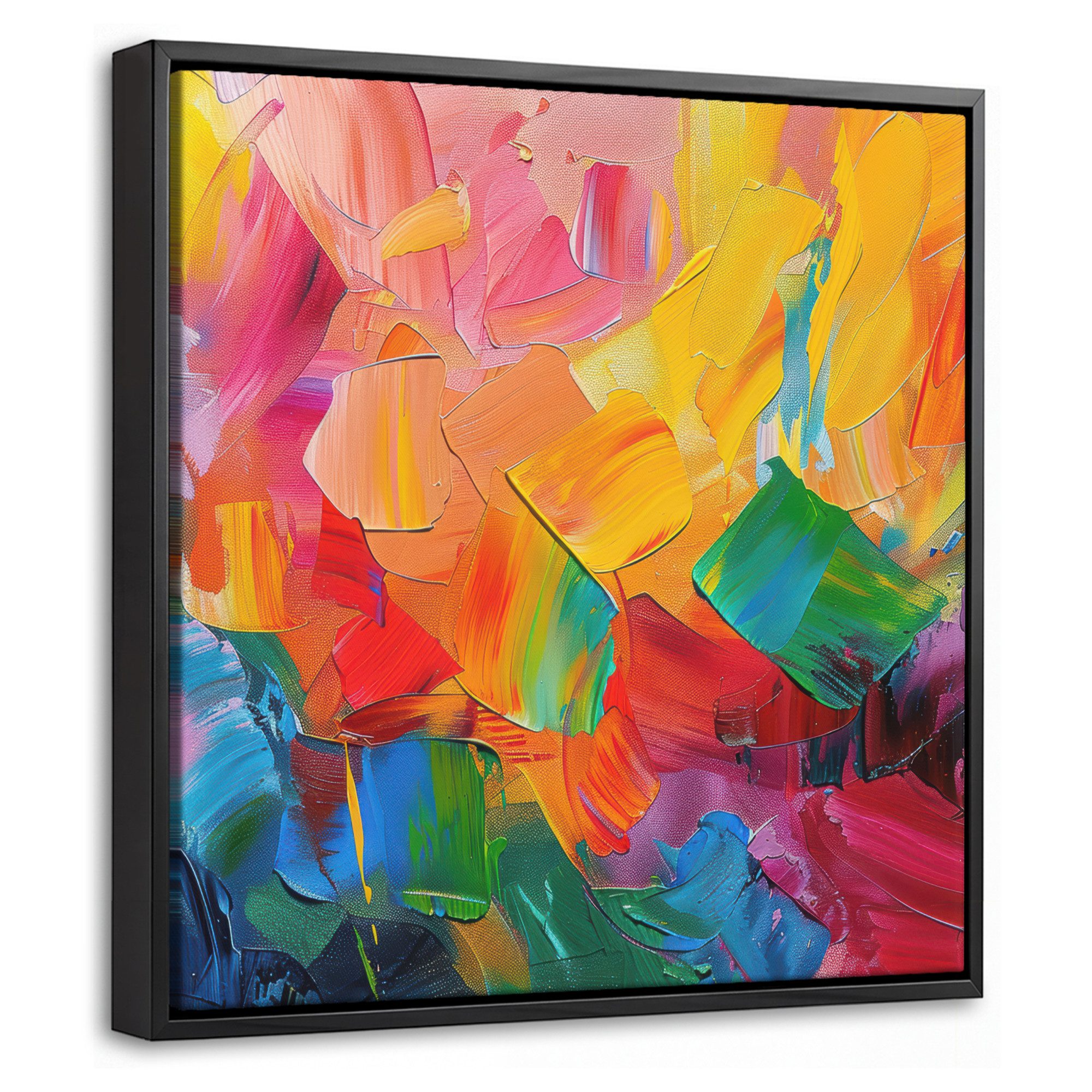 OneMillionCanvasses® Leinwandbild mit Rahmen - Abstrakt - Lackierung - Modern - Farbenfroh, Fotodruck (1 St), Leinwand Bilder Klein, Wand Dekoration Aesthetic 20x20cm