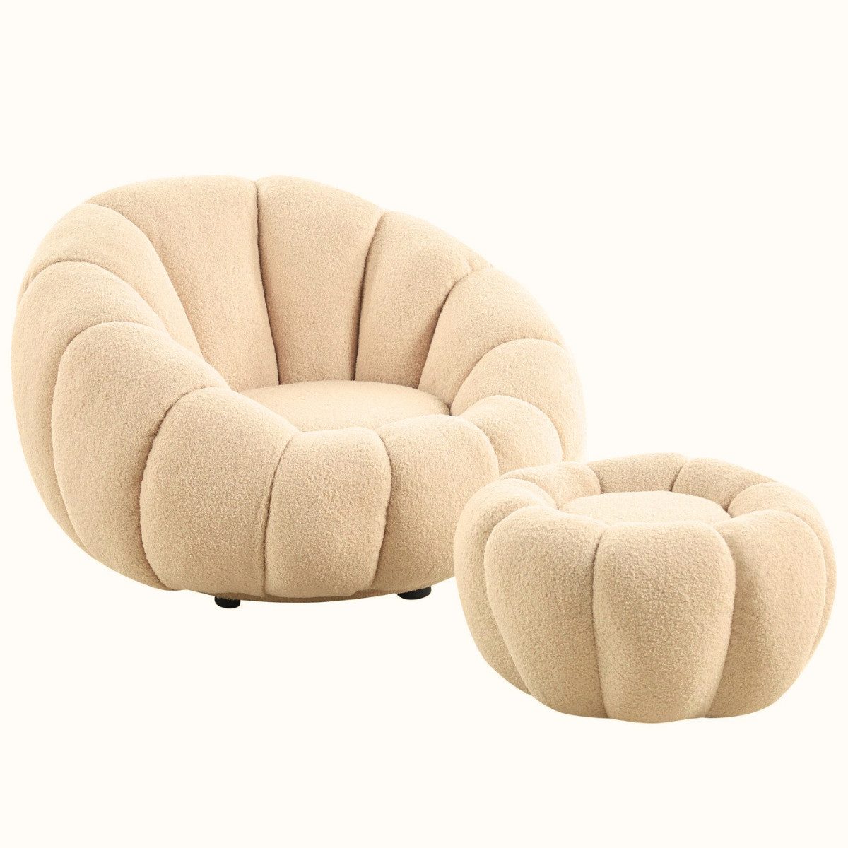alesvelt Drehsessel Kürbis Sessel 360° Drehfunktion Relaxsessel inkl. Hocker (Set, 2-St), 360° Drehfunktion