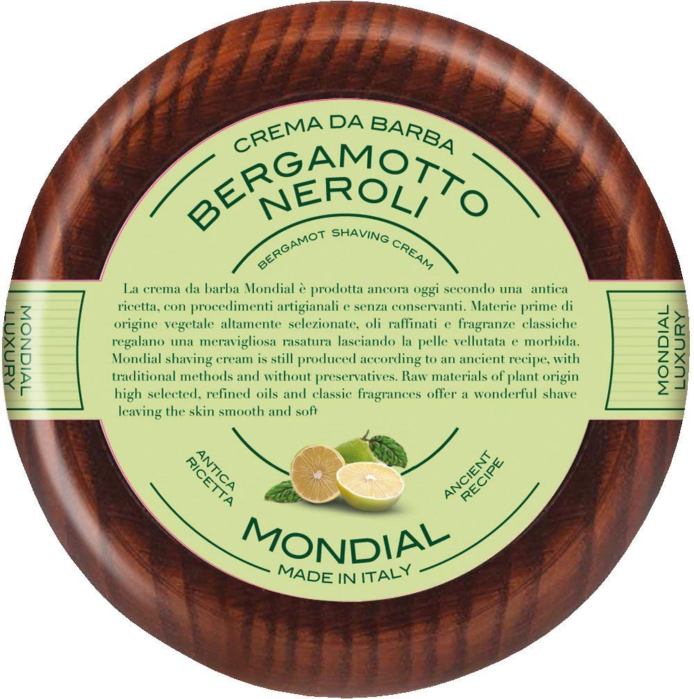 Mondial Antica Barberia Bergamotto Cream Bowl Wooden Rasiercreme Shaving Luxury Neroli