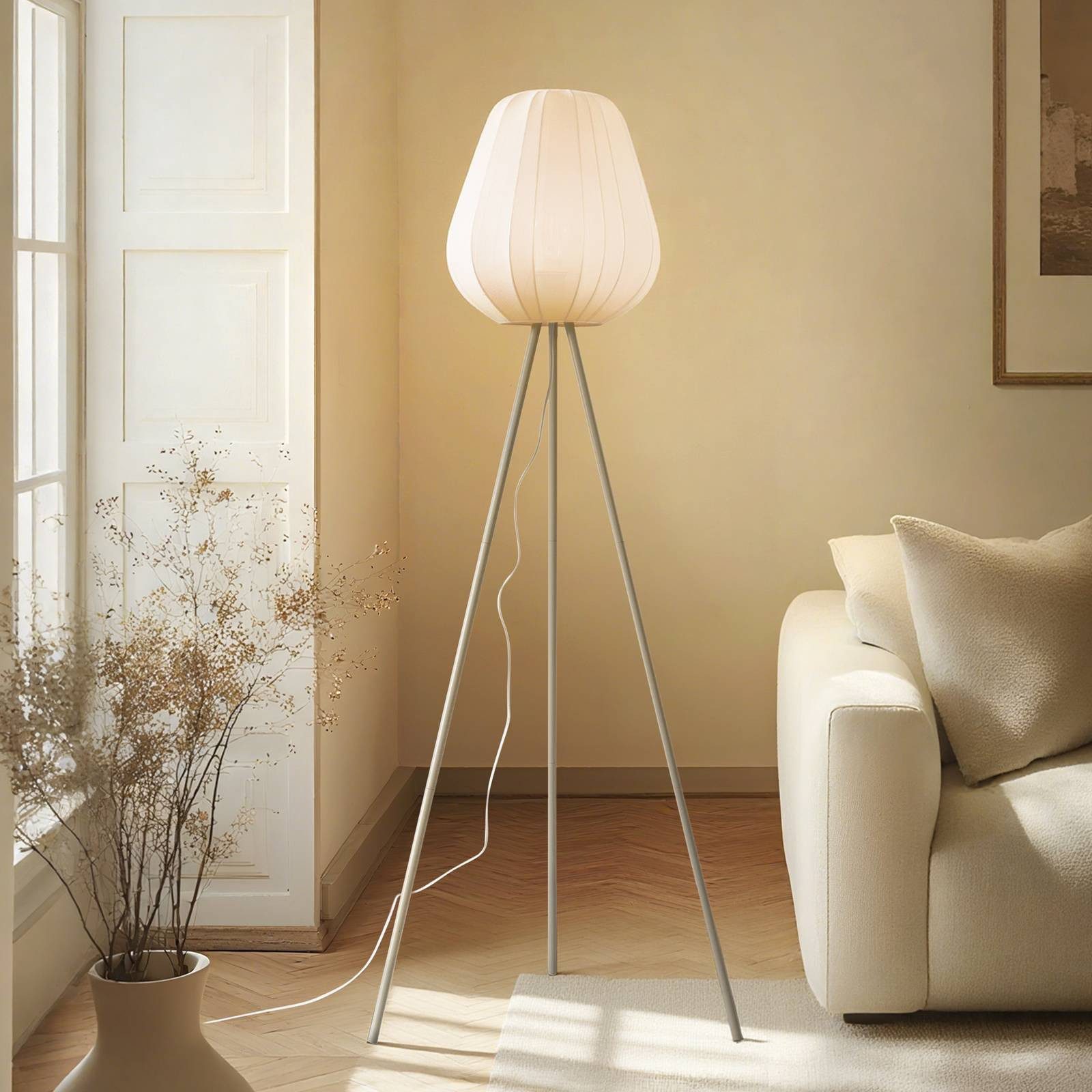 Lindby Stehlampe Helin, Creme IP20, 1 x 15 W LED