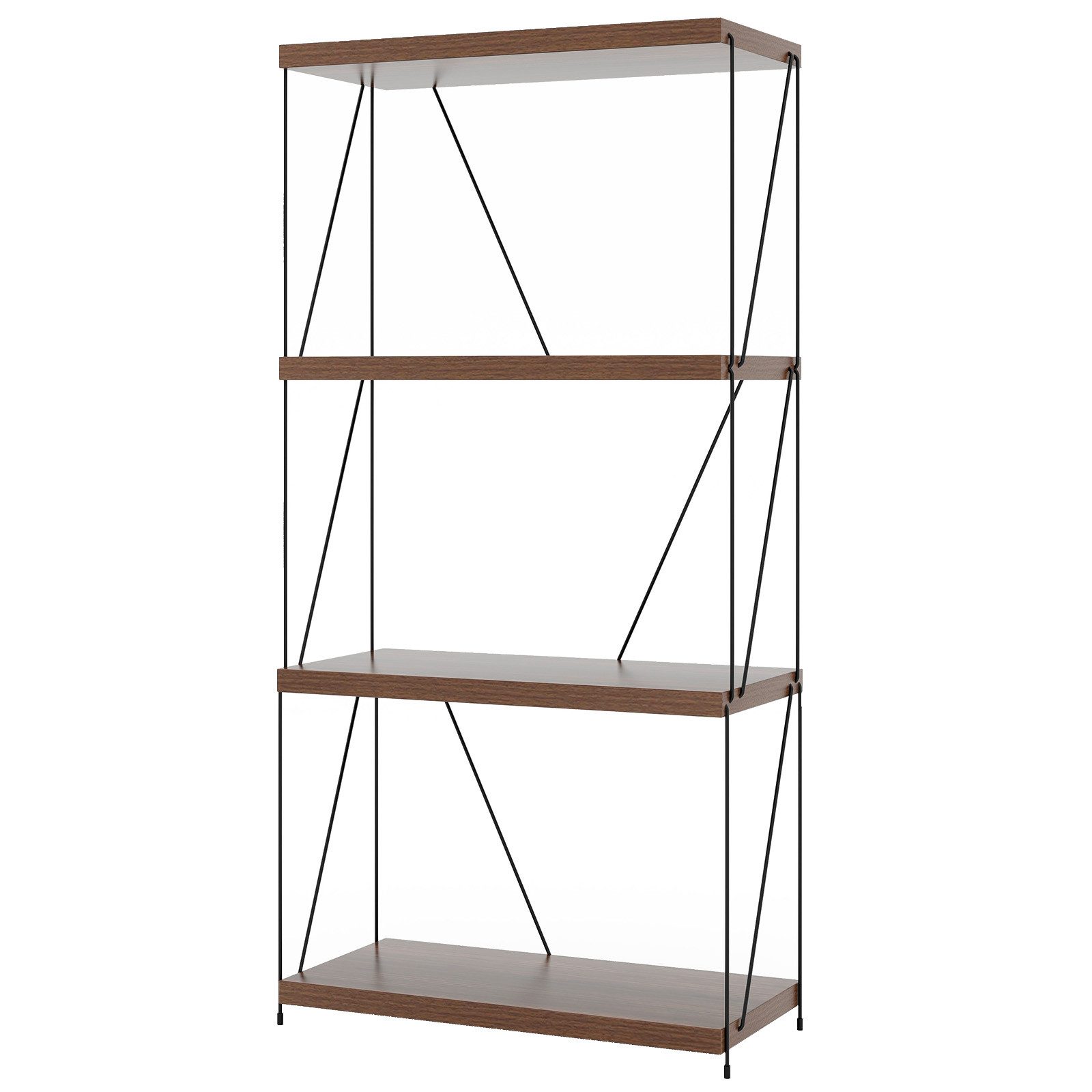 COSTWAY Bücherregal, Standregal stehend, Holz mit Metallrahmen, 61x29,5x105cm