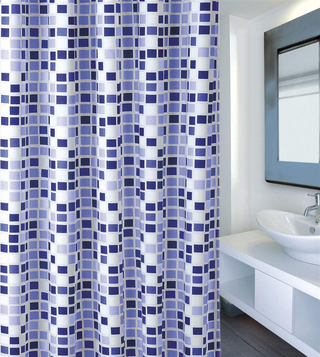 MSV Duschvorhang MSV Duschvorhang Mosaiko Blau Kariert