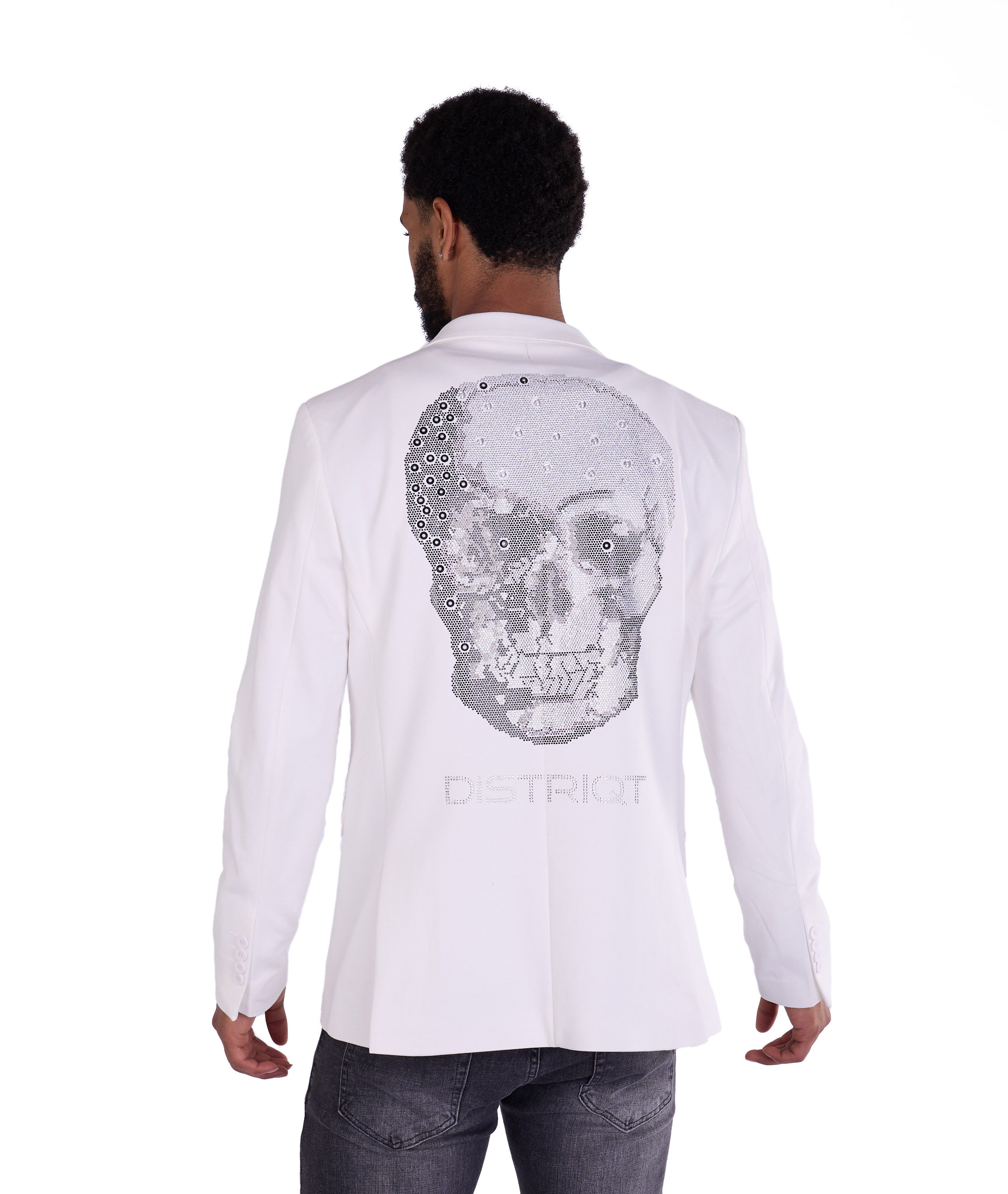 Denim Distriqt Sakko Designer Slim Fit Totenkopf Herren Sakko Weiß 48 günstig online kaufen