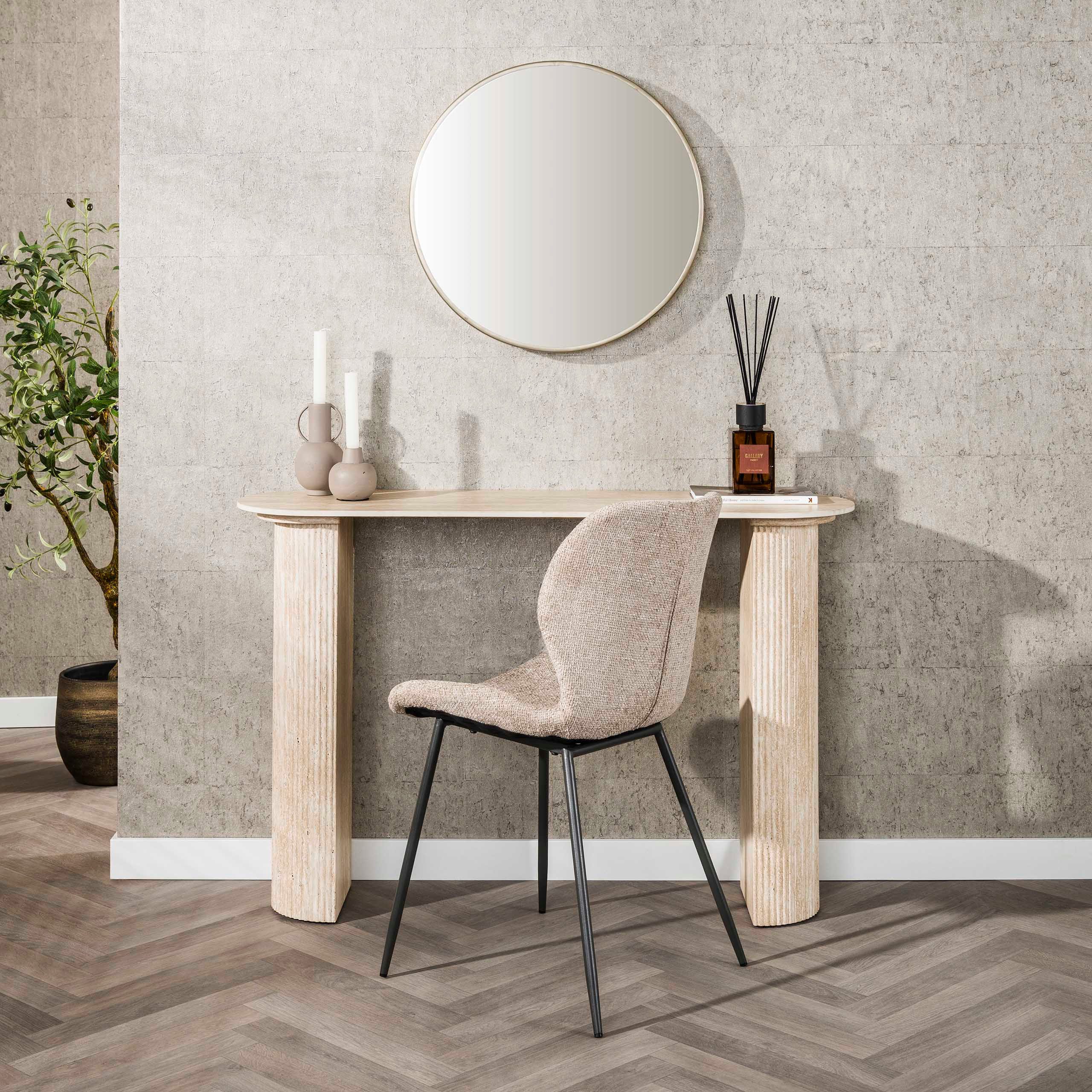 Villa Möbel Konsolentisch Schminktisch (1 Tisch, 1-St), Schminktisch in Keramik Travertin Optik