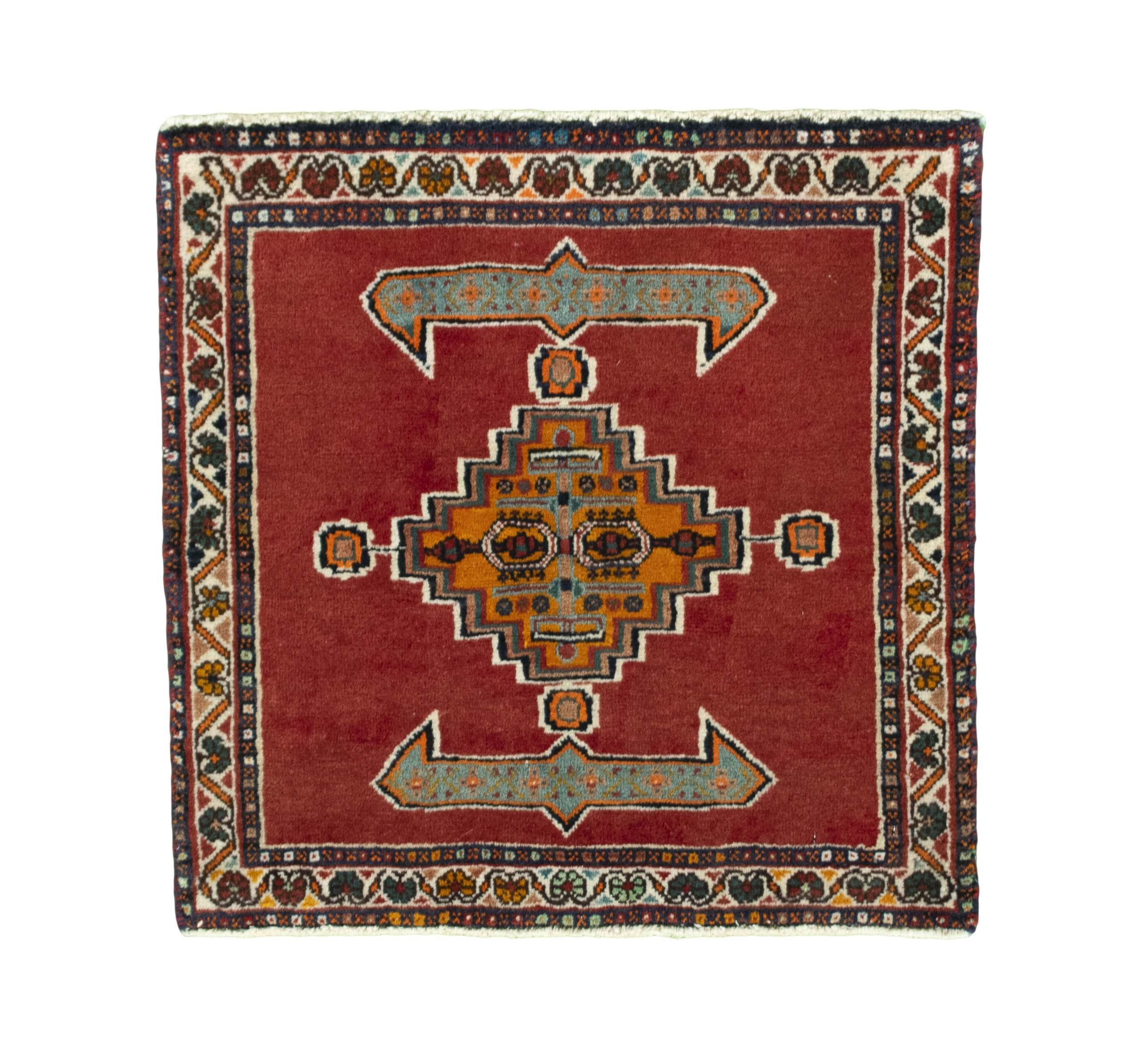 CABBEL Orientteppich 57x57 cm Perser Shiraz Rot Schurwolle Handgeknüpft Nomaden Unikat, quadratisch, Höhe: 8 mm, 100% Schurwolle – weich, pflegeleicht, traditionelle Knüpfdichte