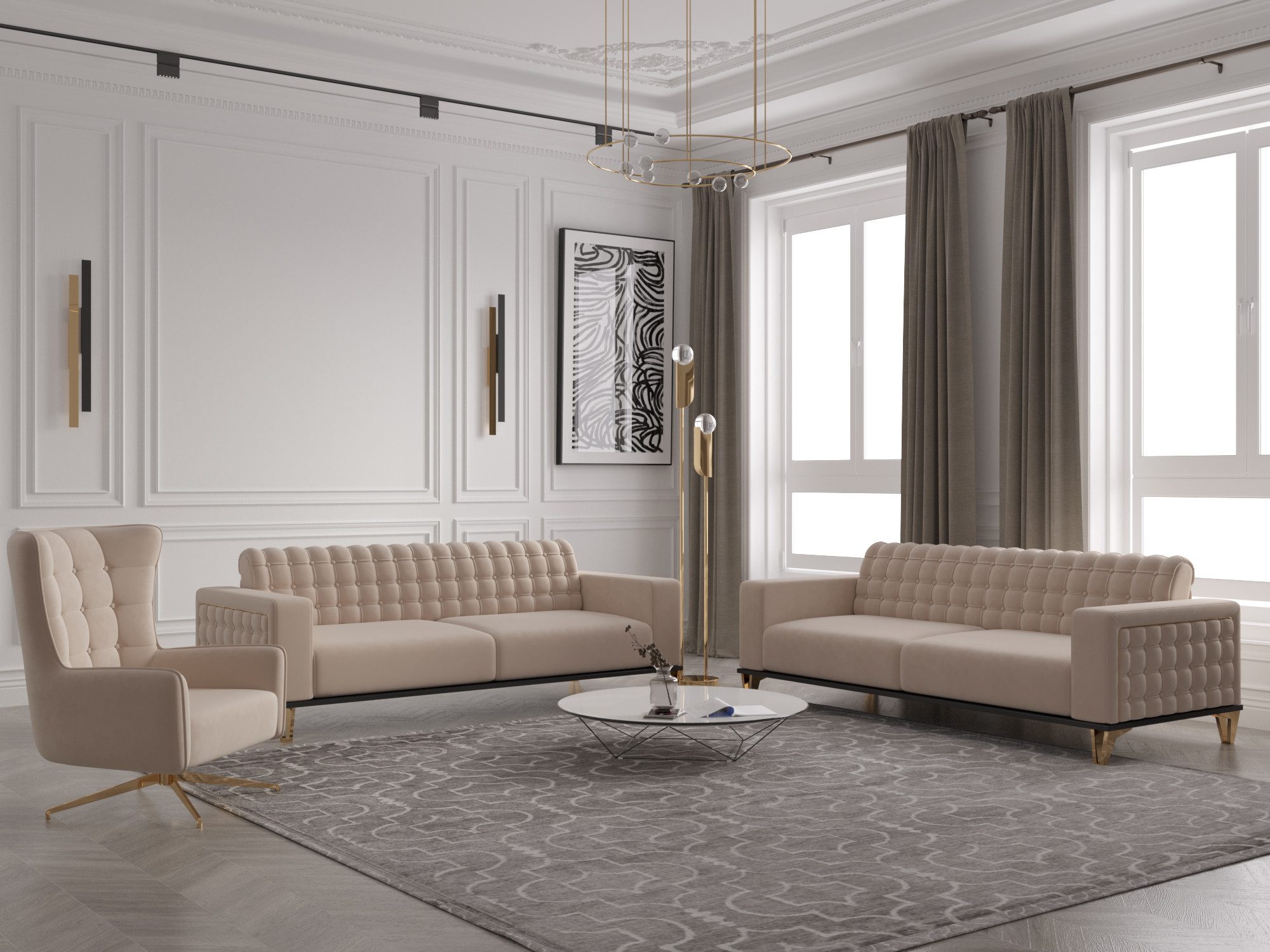 Möbeldreams Chesterfield-Sofa Sofa-Set Tina 3-2-1/3-3-1 / günstig online kaufen