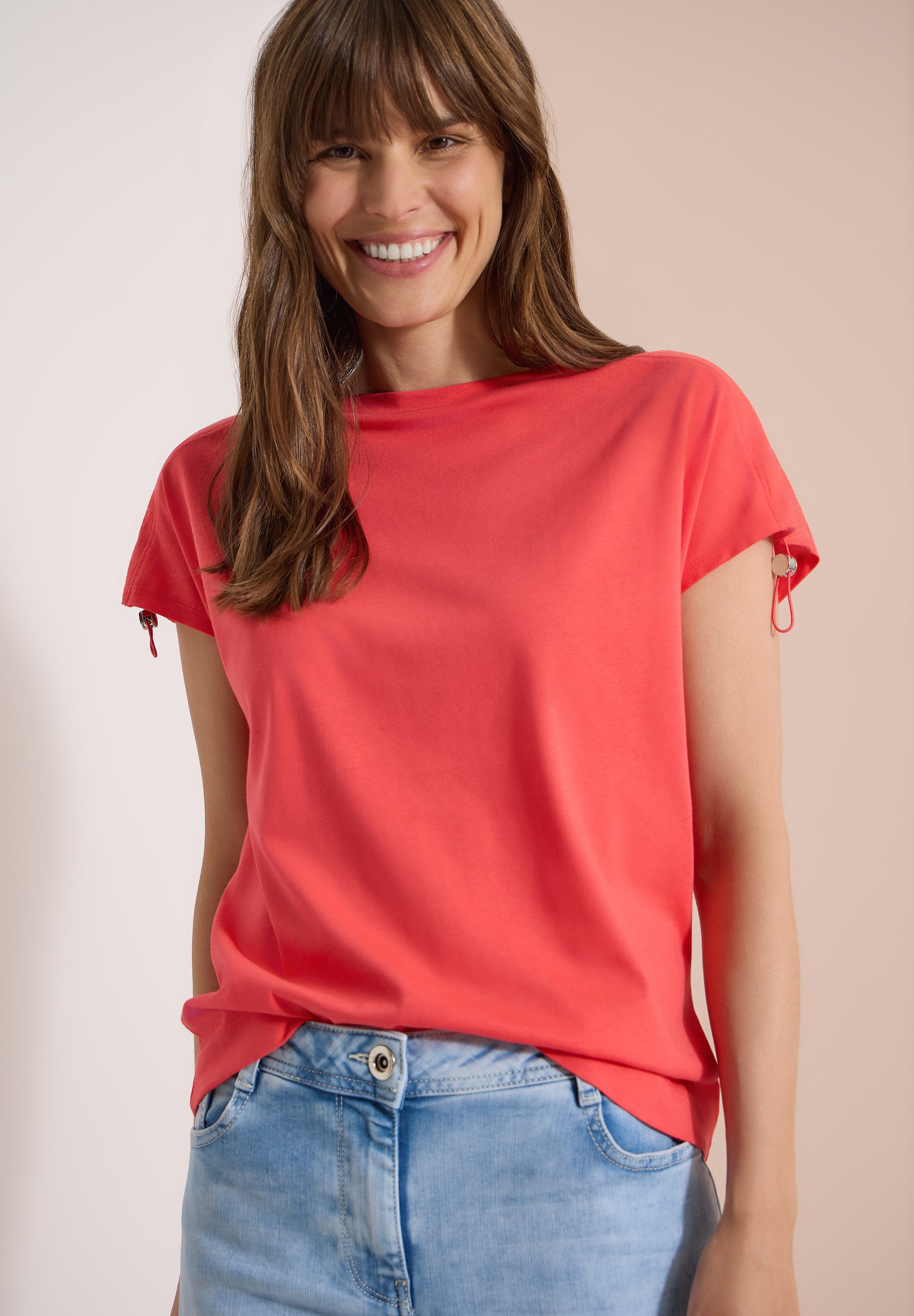 CECIL T-Shirt mit gerafften Ärmeln