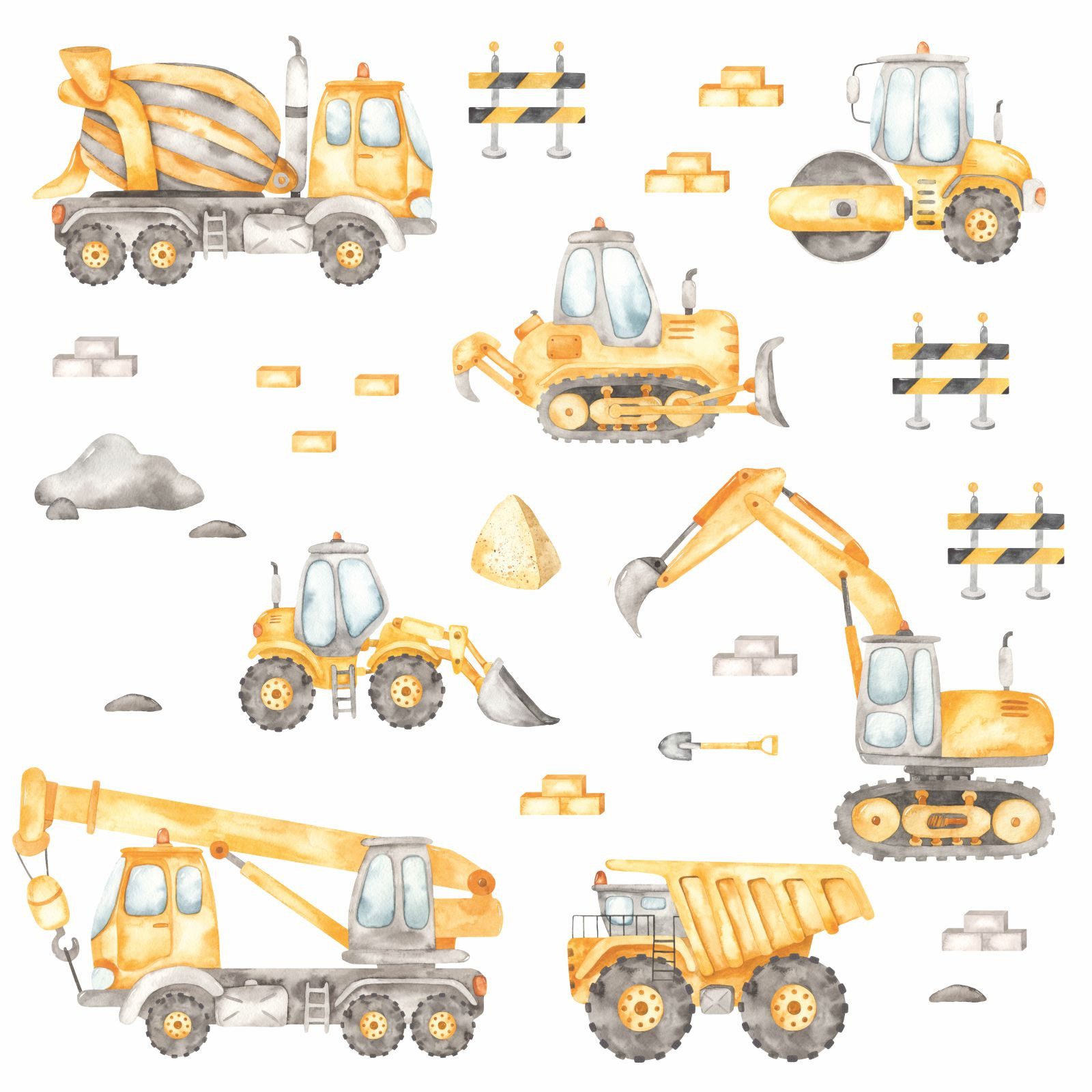 nikima Wandtattoo 206 Wandtattoo Baustelle Aquarell - 750 x 420 mm (PVC-Fol günstig online kaufen