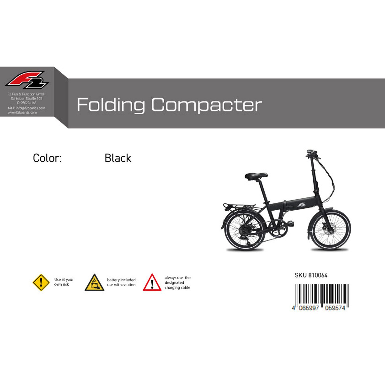 Thumbnail - F2 E-Bike Cityrad F2 E-Bike Faltbar Folding Compacter Faltrad Pedelec 20kg 20" Schwarz