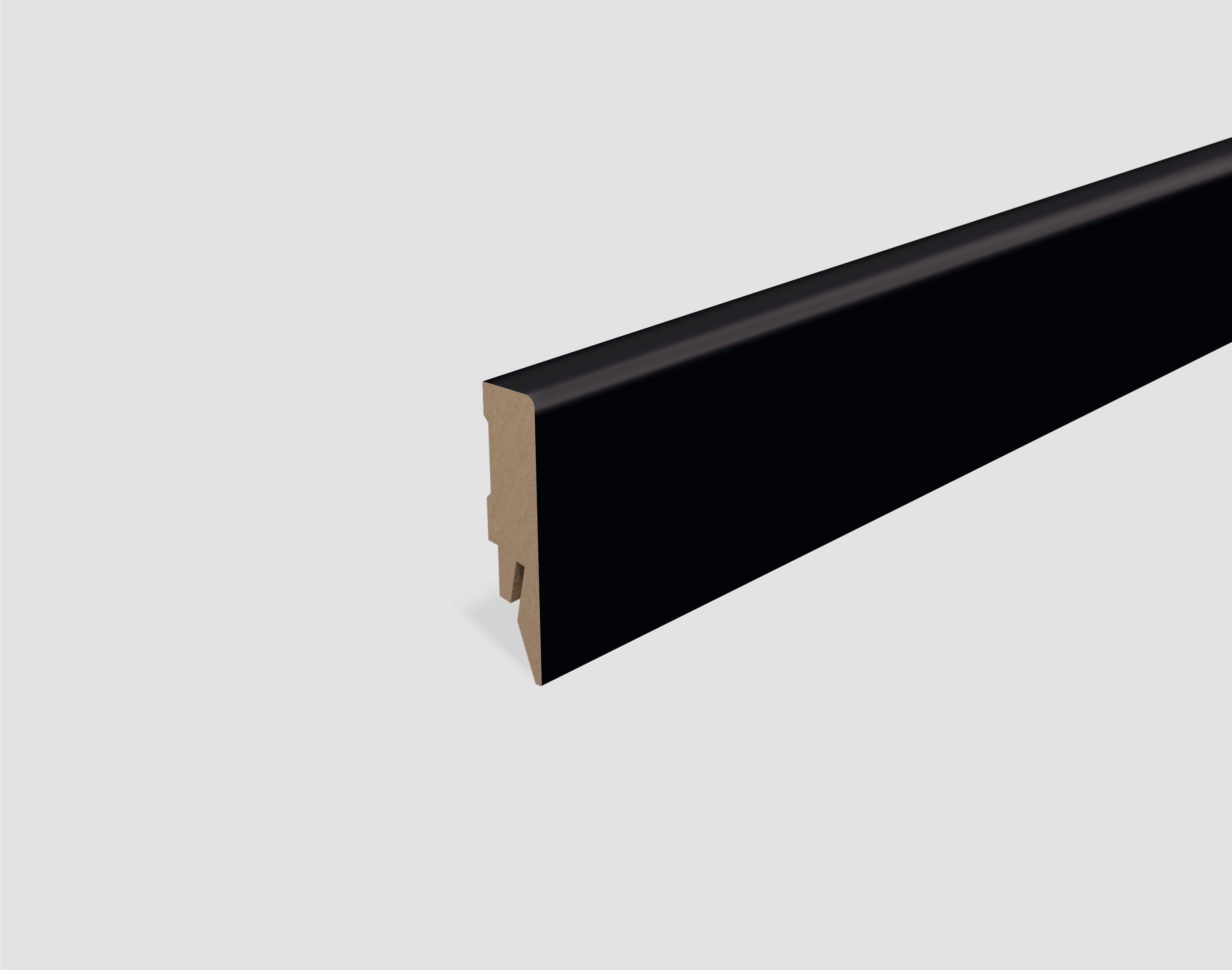 EGGER Sockelleiste Schwarz L537, L: 240 cm, H: 5.8 cm, 1-St., 2,40m; neues kubisches Profil; passend zu allen Egger Fußböden