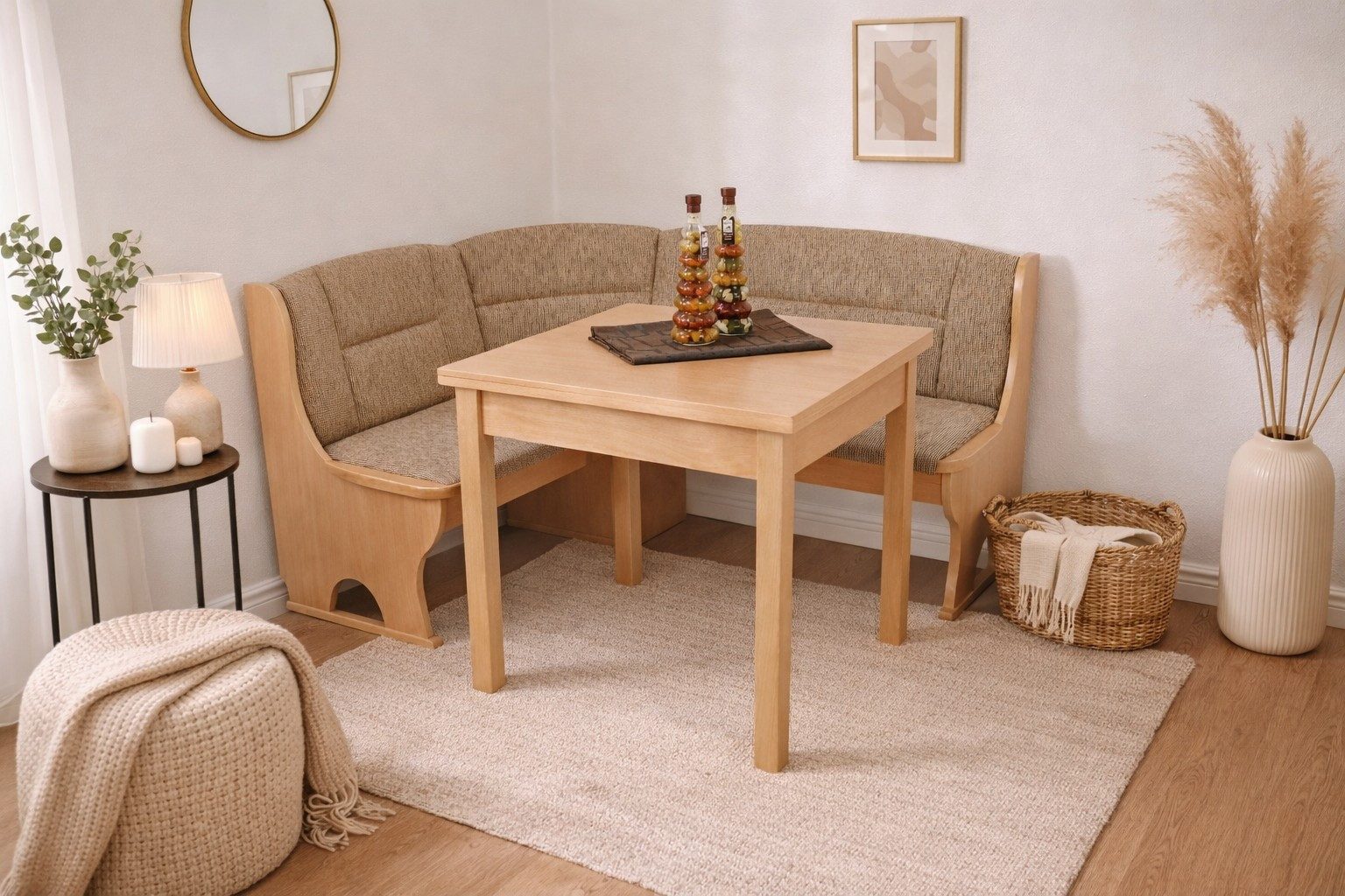 moebel-direkt-online Eckbankgruppe Eckbankgruppe bestehend aus Truheneckbank und Esstisch mit Auszügen, (Spar-Set, 2teiliges Set)