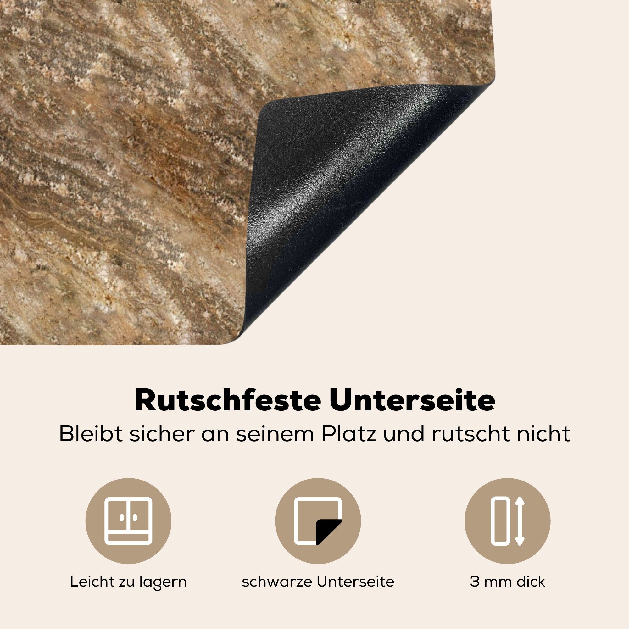 MuchoWow Herdblende-/Abdeckplatte Muster - Granit (1 Vinyl, Stein, - Induktionskochfeld, cm, Induktionsschutz, tlg), Ceranfeldabdeckung 57x51