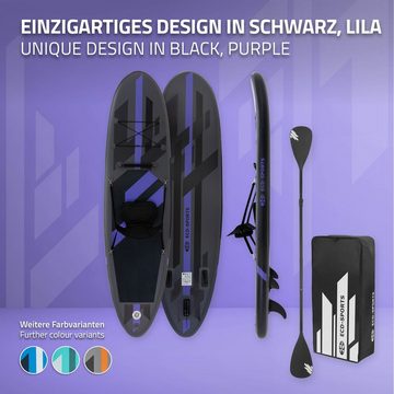 ECD Germany SUP-Board Aufblasbares Stand Up Paddle Board SUP Board Paddling Board, mit Kajak Sitz 320x82x15cm Schwarz PVC bis 120kg Tragetasche Zubehör