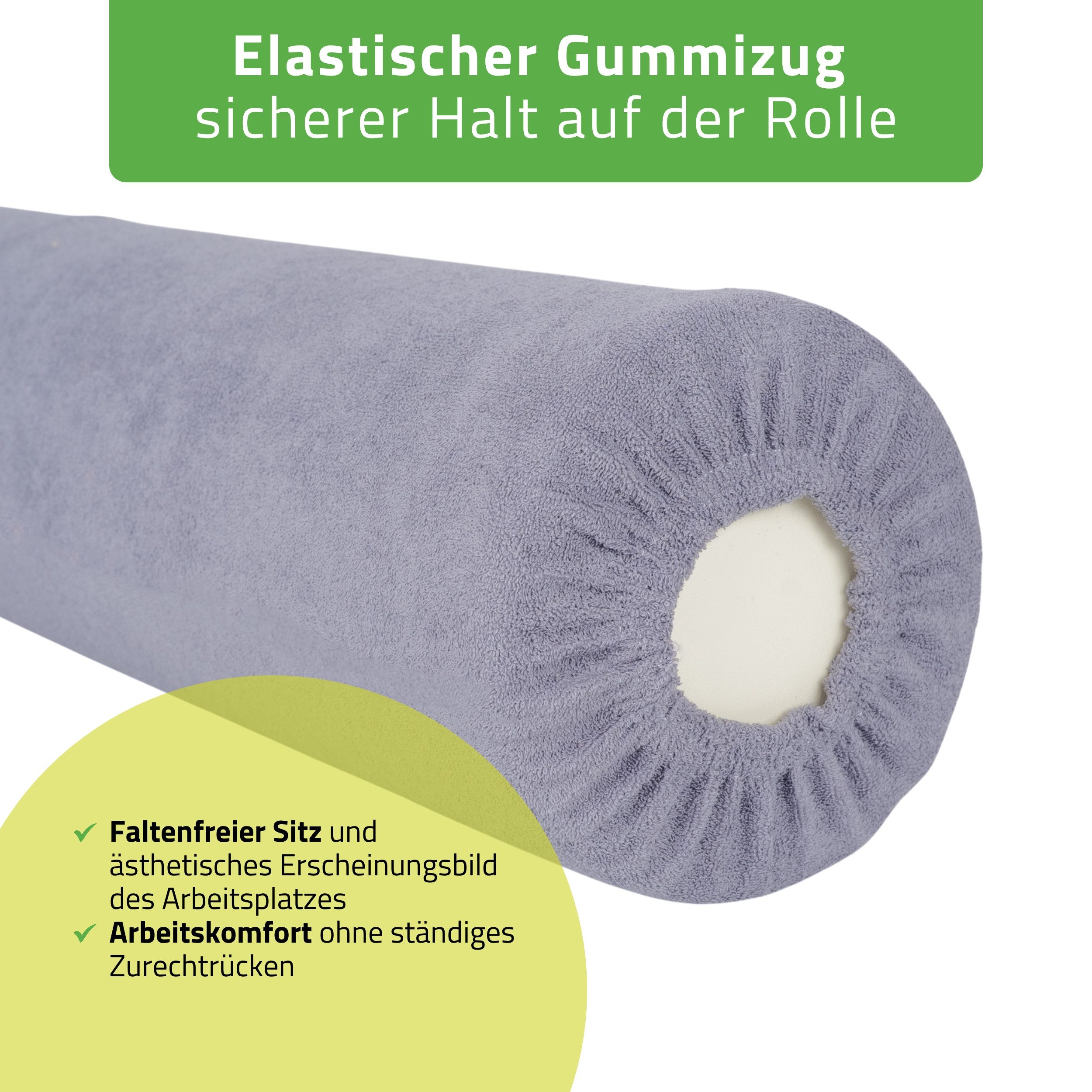 Habys Massageliege Frottee Bezug für Lagerungsrolle, Vollrolle, Nackenkissen, 15x60 cm