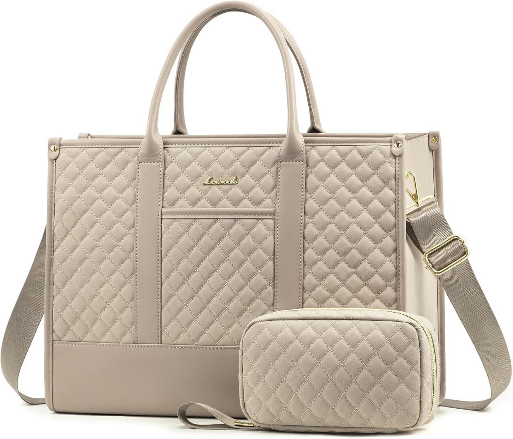LuxusKollektion Laptoptasche Laptoptasche Damen 15,6 Zoll Wasserdicht Groß Schultasche Beige