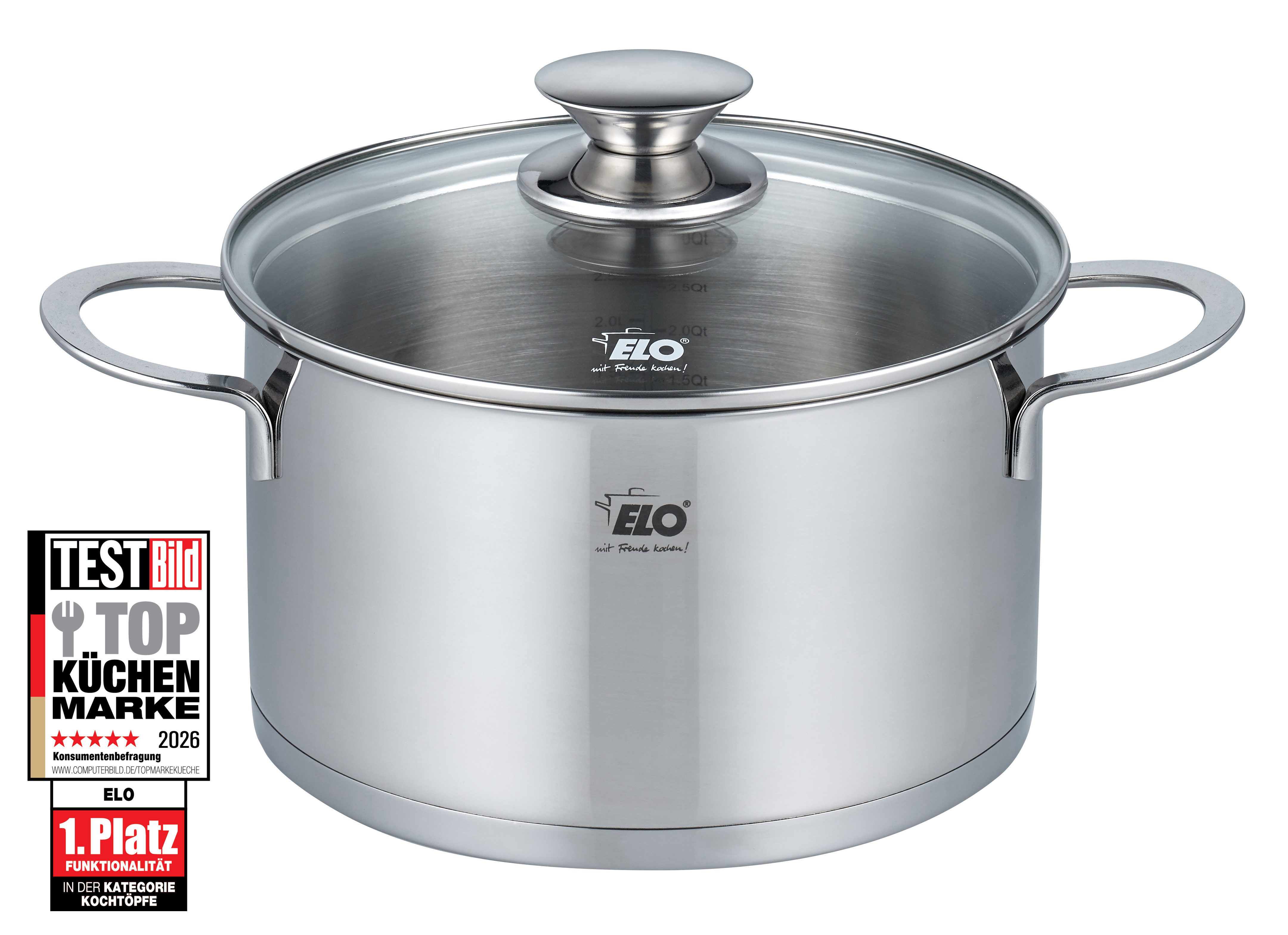 Elo Bratentopf Galant, Edelstahl 18/10, integriertes Öl- Dosier-System, Induktion, Ø 20 cm