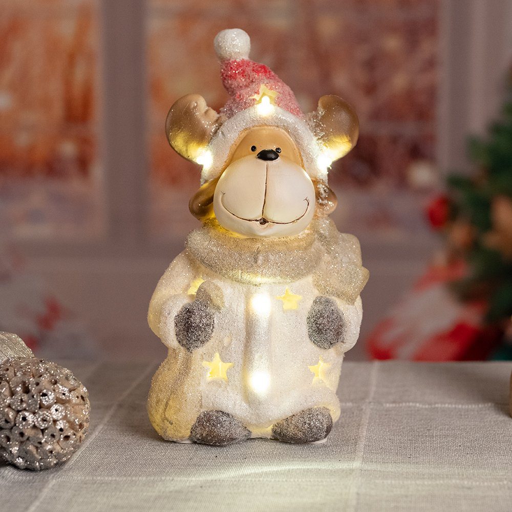 Dekolicht, Weihnachts Rentier Dekoration Tisch Leuchte X-MAS Figur LED etc-shop LED Glitzer