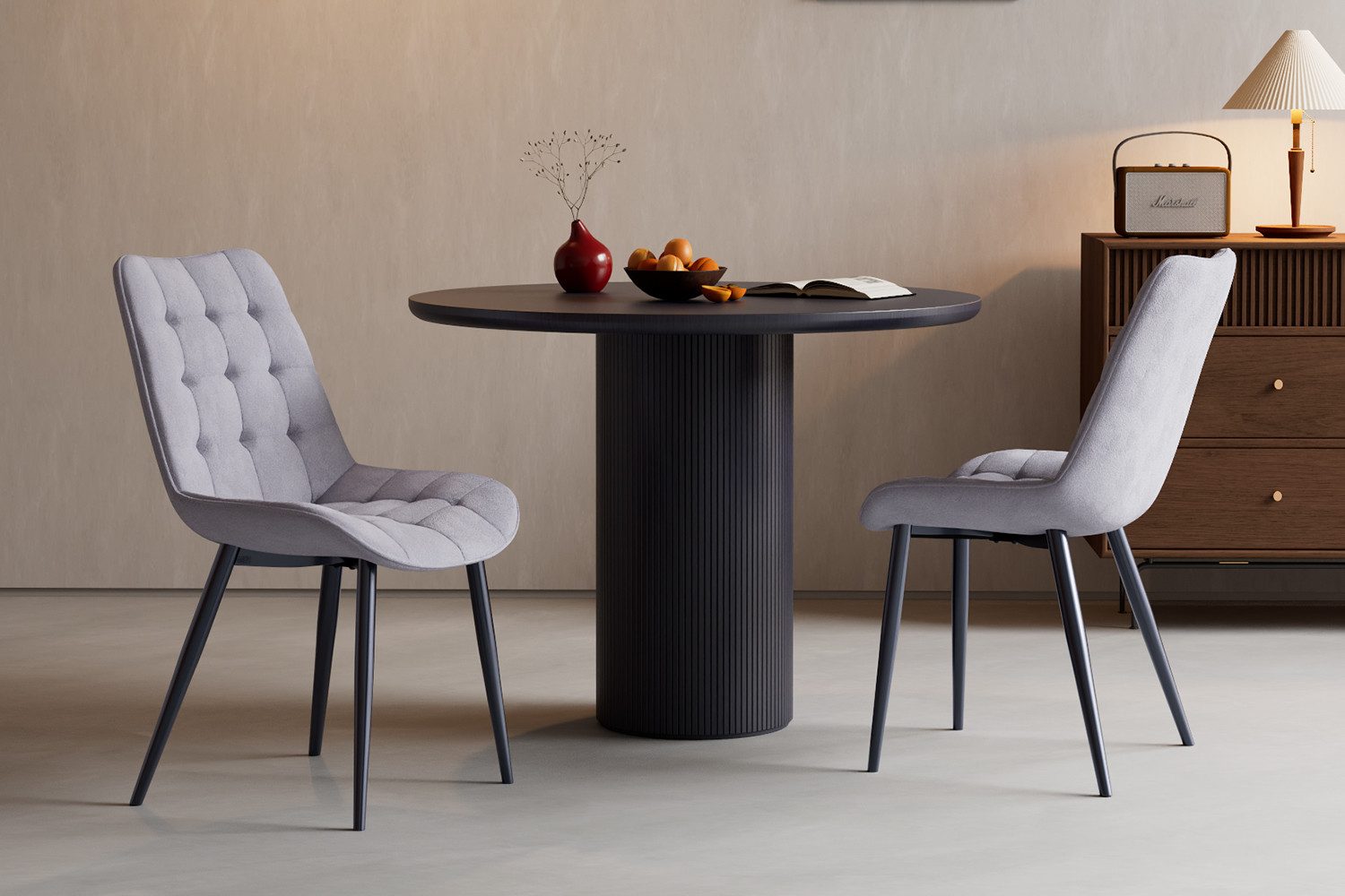 HOMAVO Esszimmerstuhl Stuhlset – Polsterstühle, Samt oder Webstoff, Metall-Füße (Nach EN 12520 geprüft), mit Ergonomischer Rückenlehne und Metallbeinen