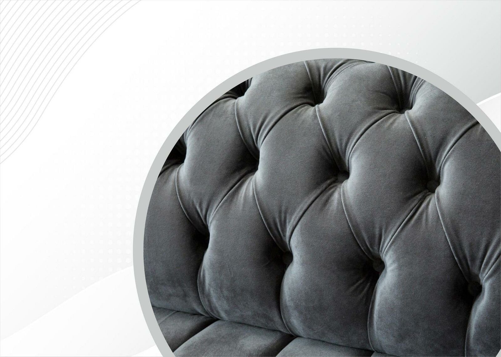 Möbel Dreisitzer Sofa Grau Kreative JVmoebel Modern Neu Chesterfield Chesterfield-Sofa, Wohnzimmer Design