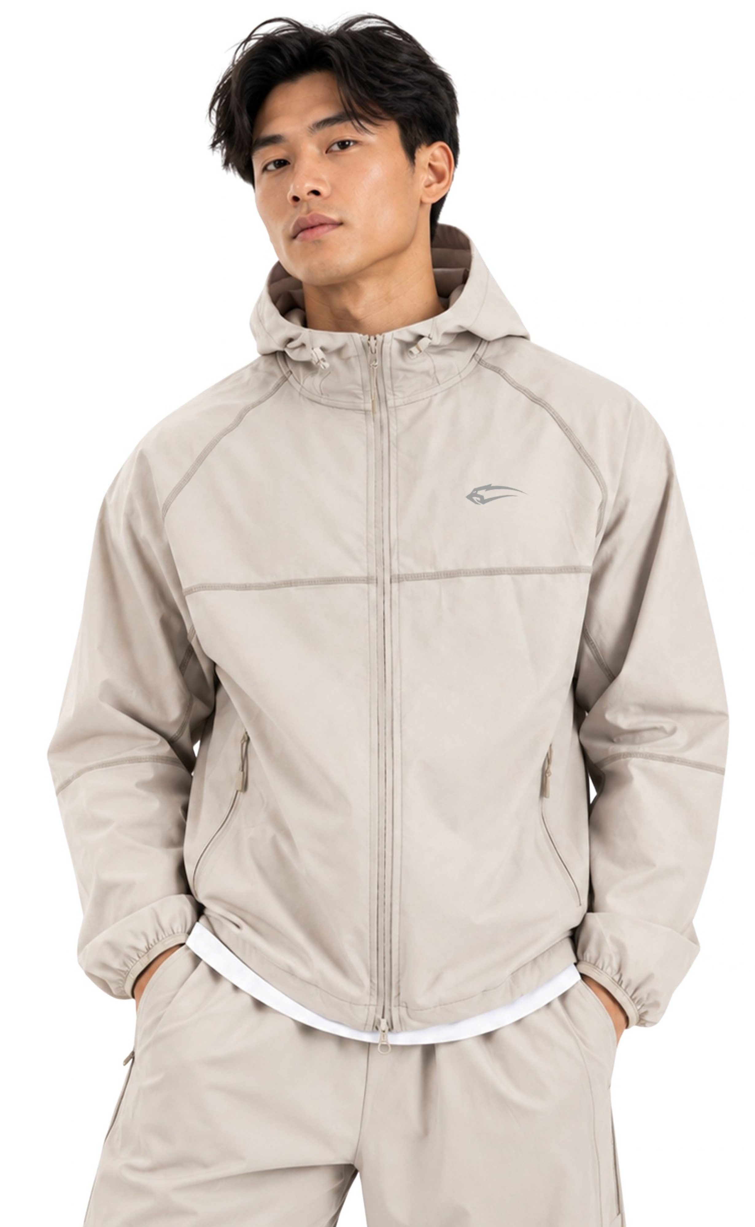 Smilodox Outdoorjacke Kynaro Sportjacke Loose Fit, Tracksuit Jacke für Gym & Freizeit verstellbare Kapuze, Kordelzug, Reißverschlusstaschen