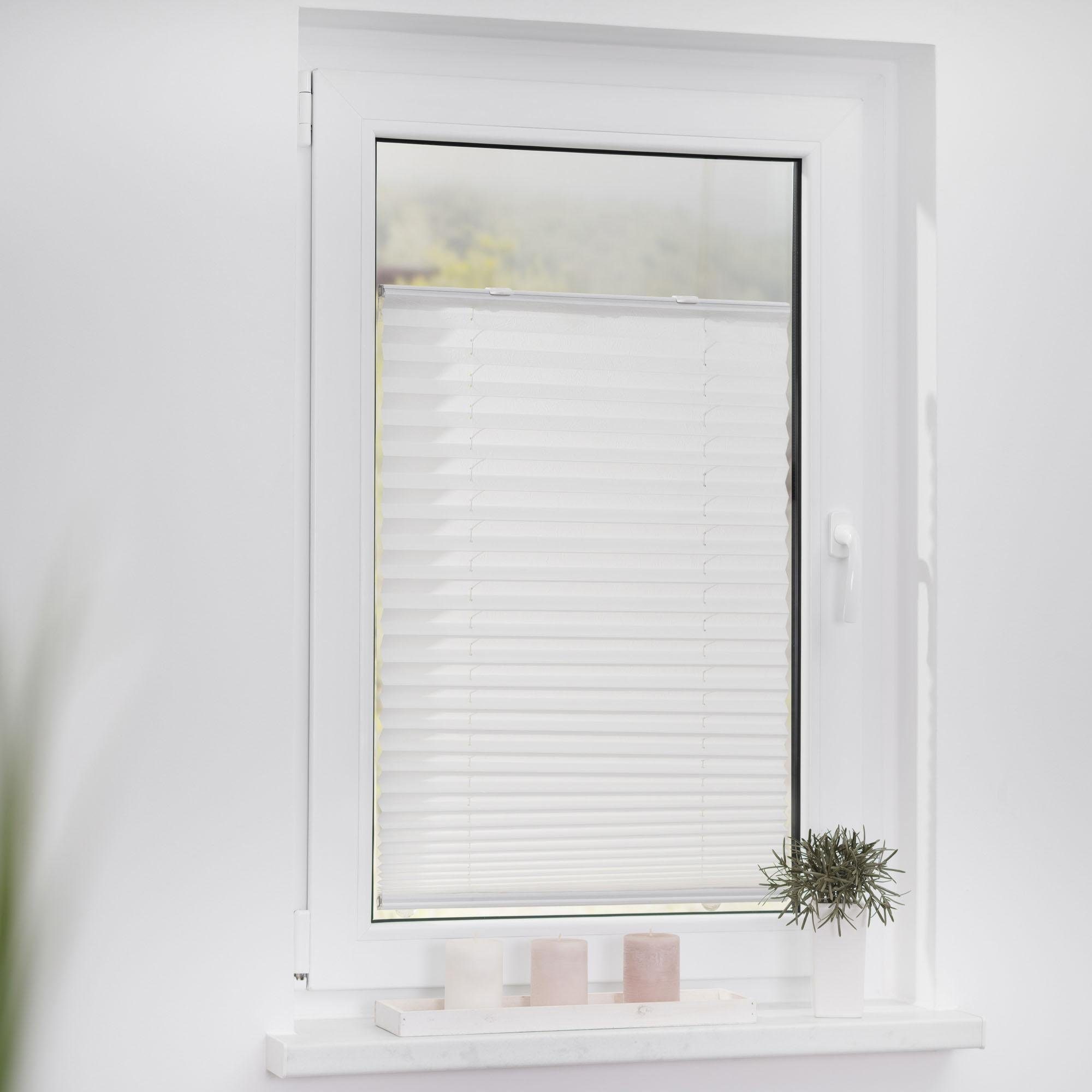 LICHTBLICK ORIGINAL Plissee Haftfix, Lichtschutz, ohne Bohren, verspannt, Haftfix, Crush-Optik, mit Saugnapf