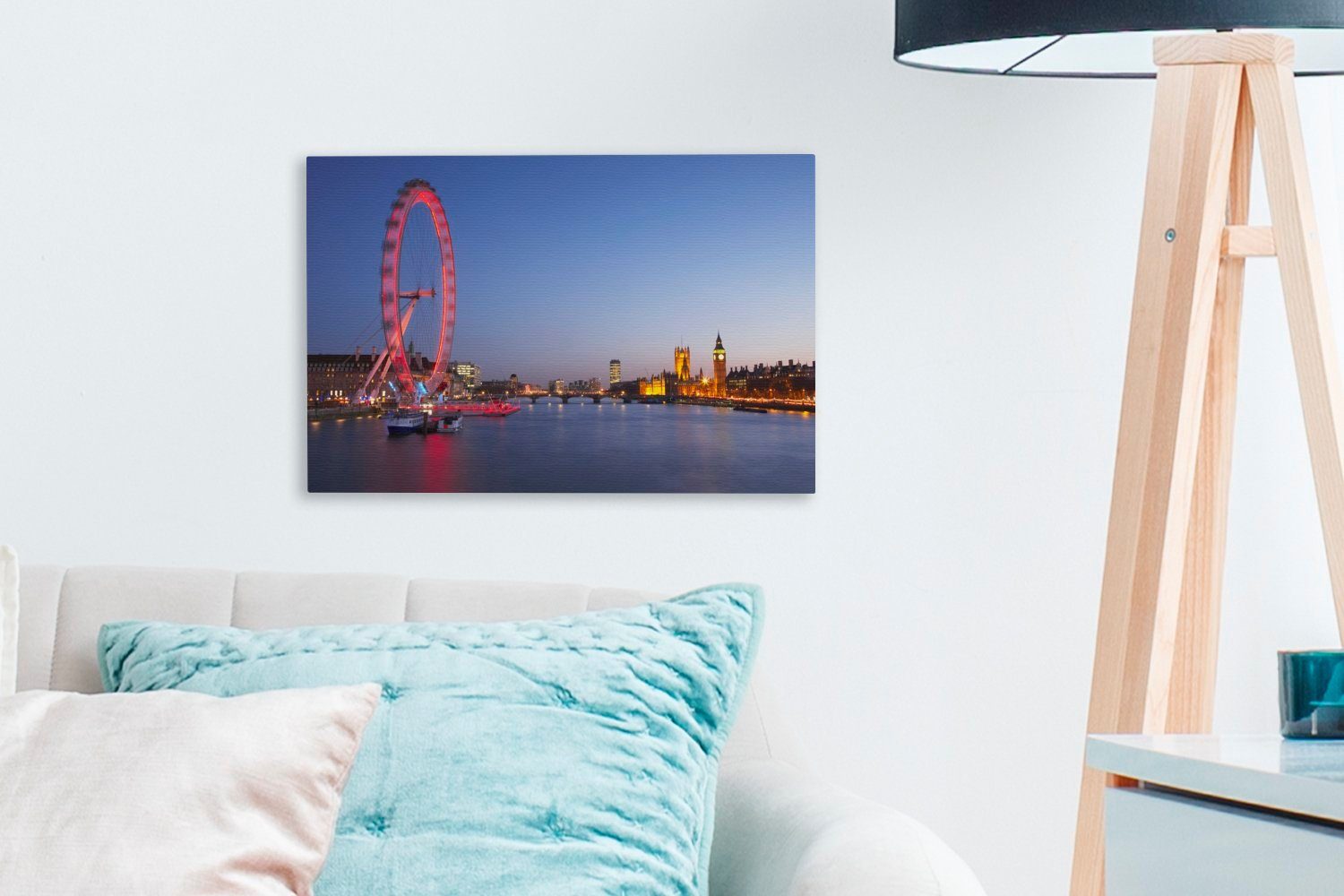 OneMillionCanvasses® Leinwandbild cm 30x20 St), Leinwandbilder, Wanddeko, beeindruckendes Wandbild rotes (1 Ein London Eye, Aufhängefertig