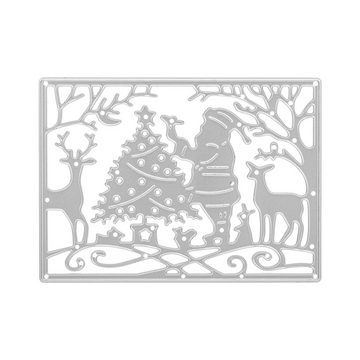 Stanzenshop.de Motivschablone Stanzschablone: Weihnachtsmann, Tiere und Baum im Rahmen