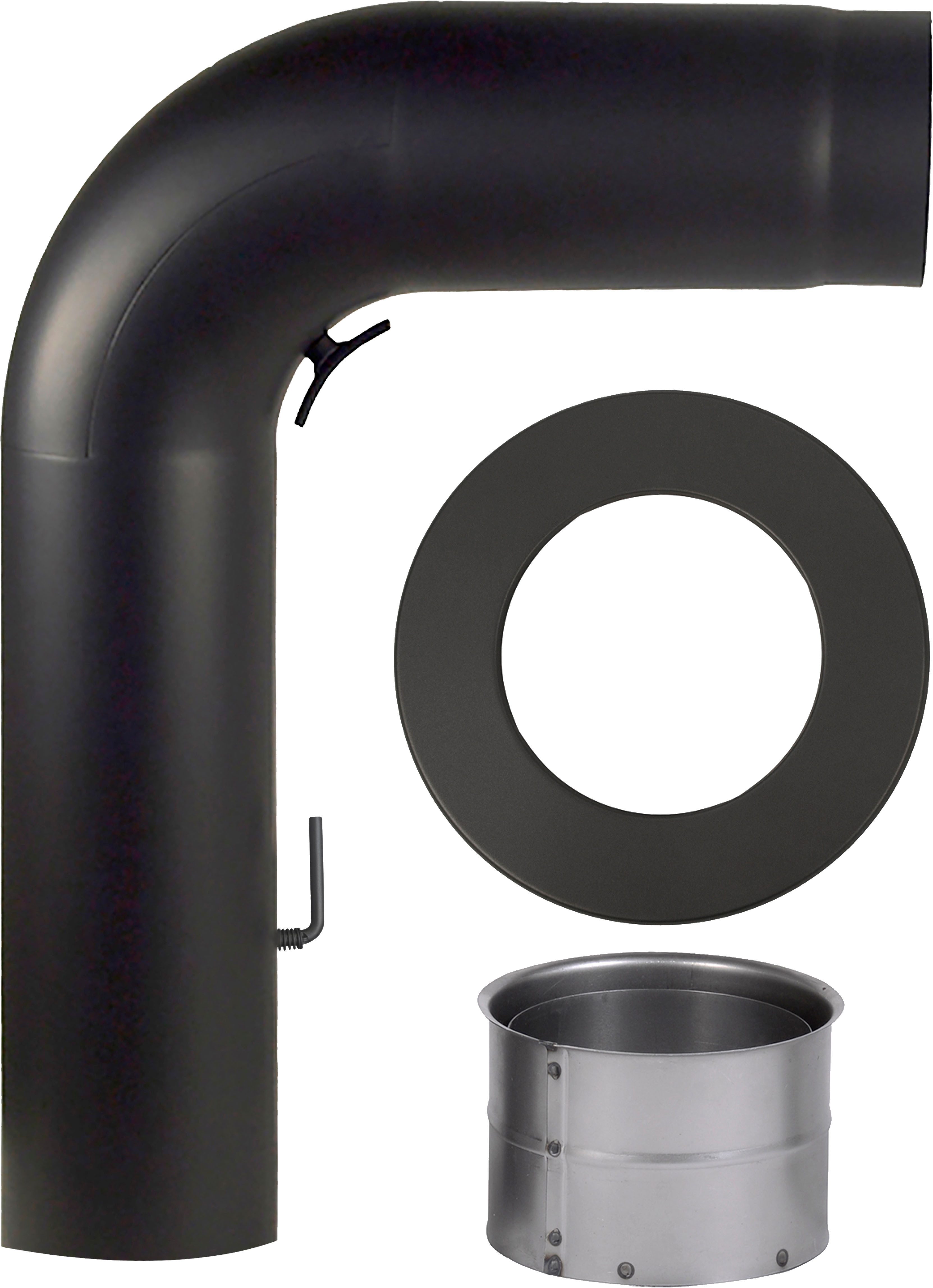 Hanseatic Ofenrohr Rauchrohranschlußset, GEZOGEN, schwarz, (3-tlg), 90 ° – Bild 2 von 5