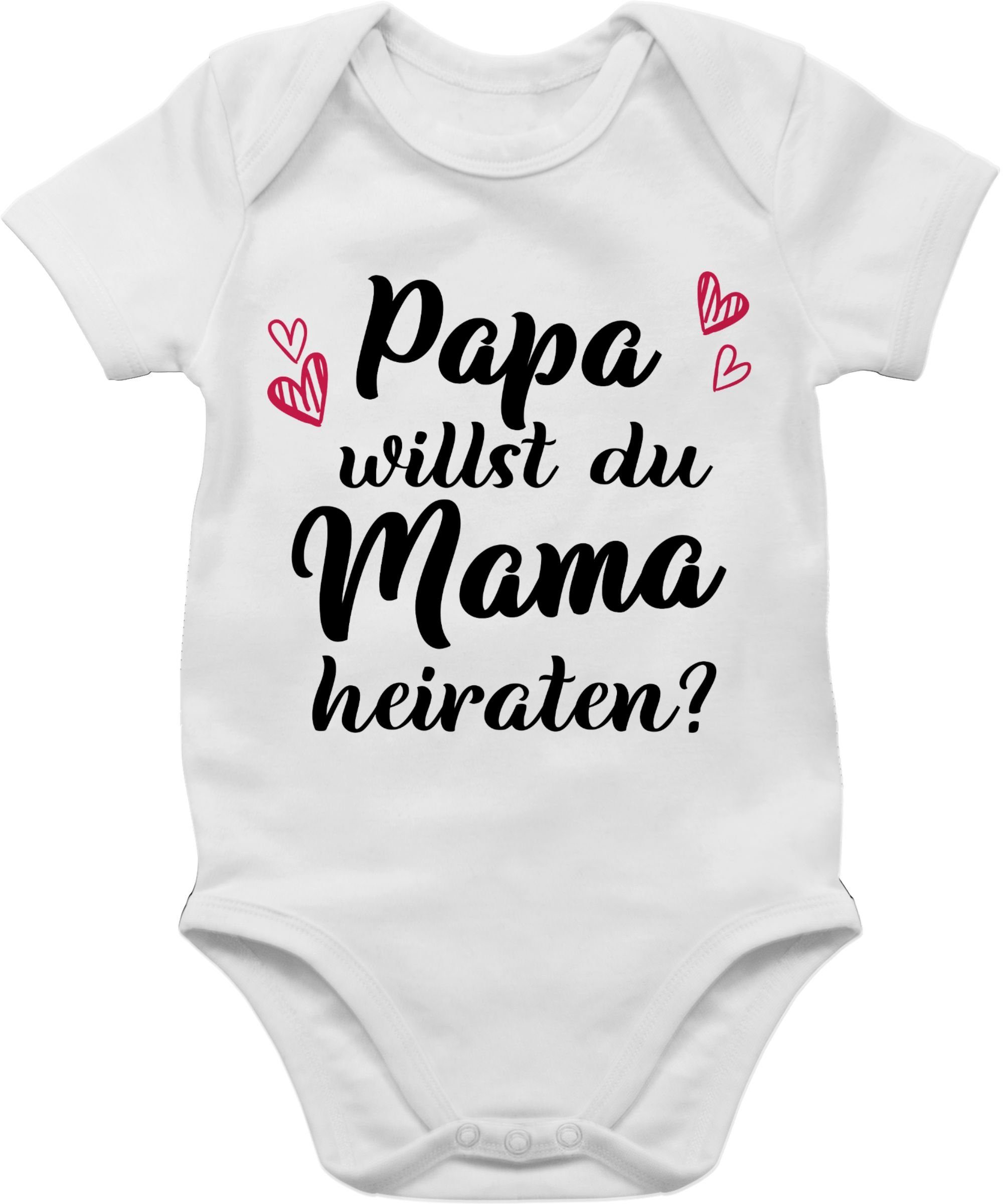 Shirtracer Papa Baby - 2 heiraten Willst - du Du me Neugeborenen Shirtbody Mama Hochzeit willst Heiratsantrag Weiß