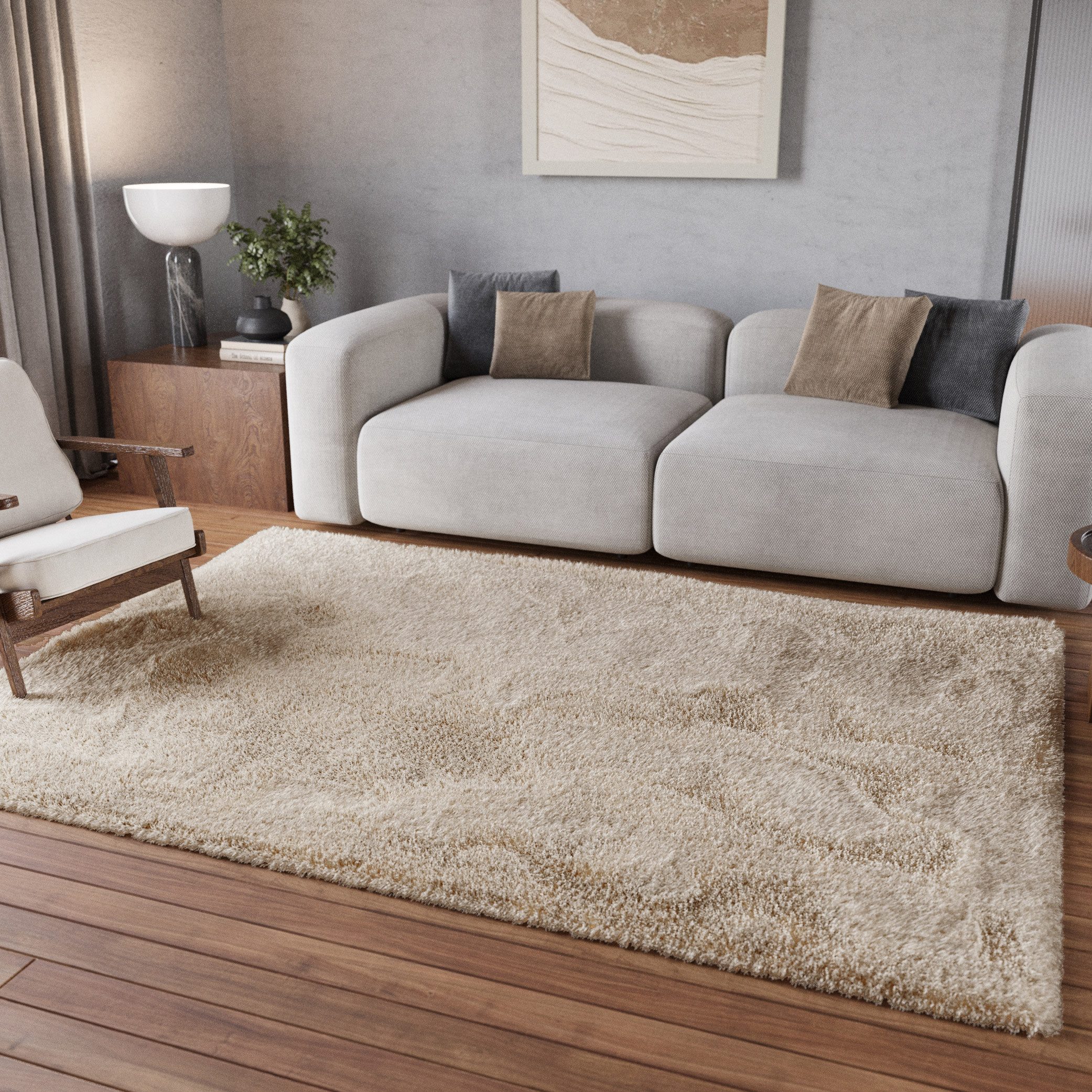 Homie Living Teppich Parma, rechteckig, Höhe: 50 mm, Hochflor, gewebt, kuschelig, uni, Wohnzimmer, Schlafzimmer, Esszimmer