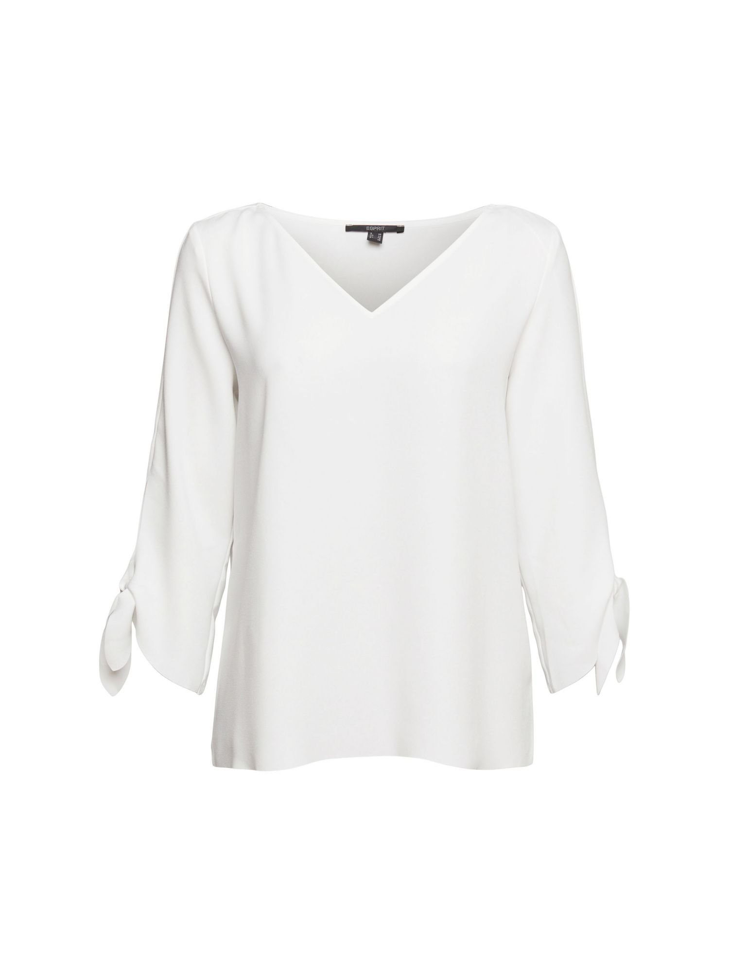 Esprit Collection Langarmbluse Stretch-Bluse mit offenen Kanten OFF WHITE