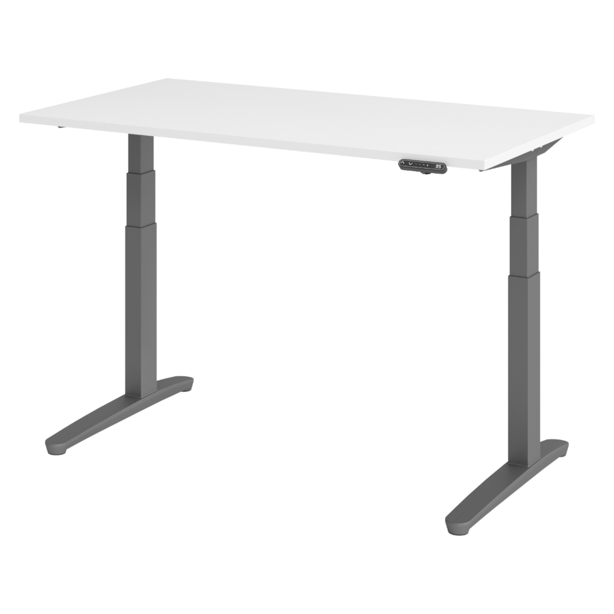 bümö Schreibtisch bümö XBHM Schreibtisch, Rechteck: 140 x 80 cm - Dekor: Weiß - Gestell: Graphit