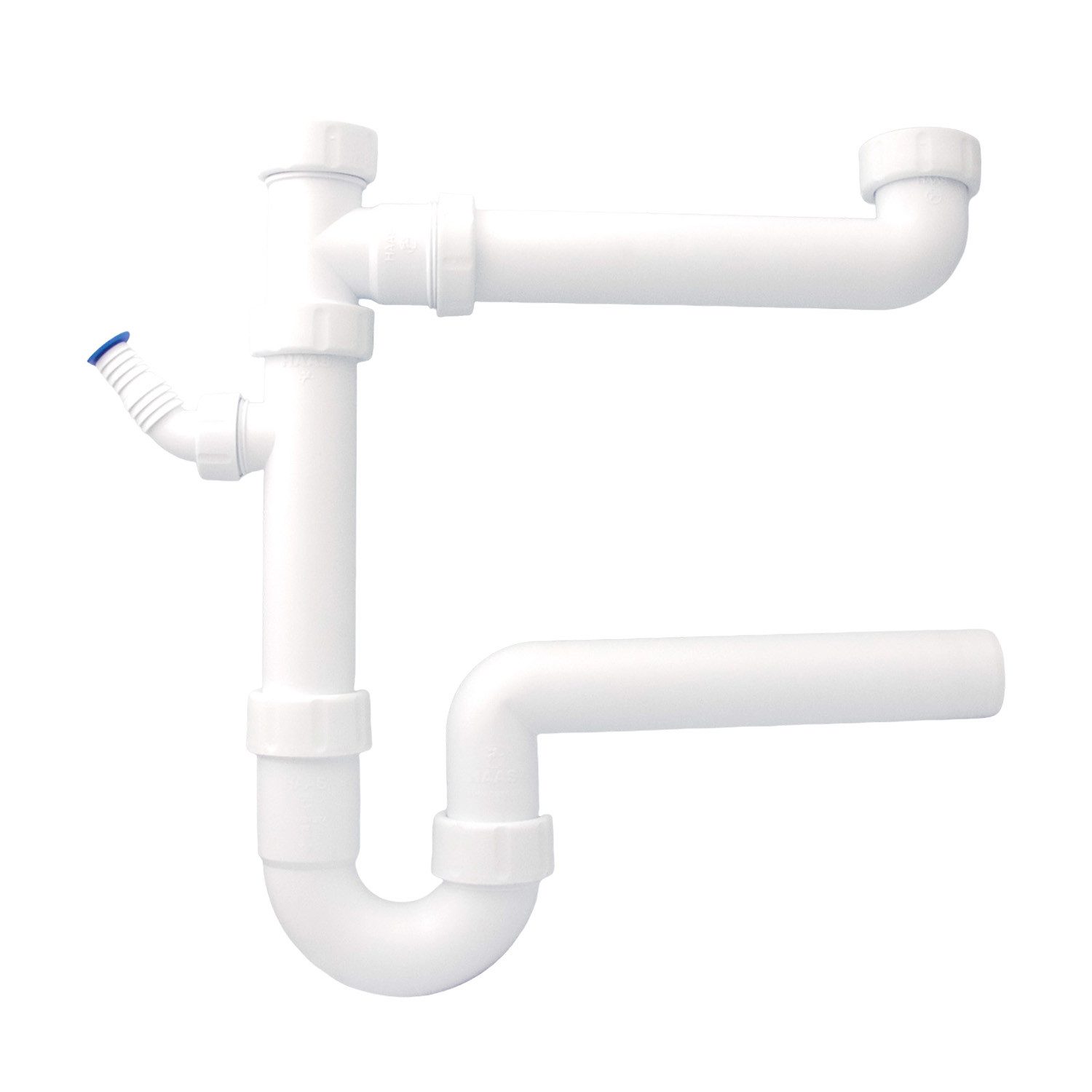 Haas Otto Siphon Doppelspülensiphon 1 1/2 Zoll x DN40 mit Geräteanschluss